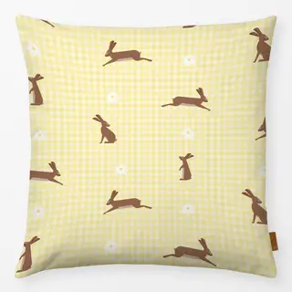 Kissen Hasen Muster Vichy gelb