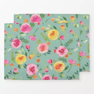 Tischset Süße Sommer Rosen Teal