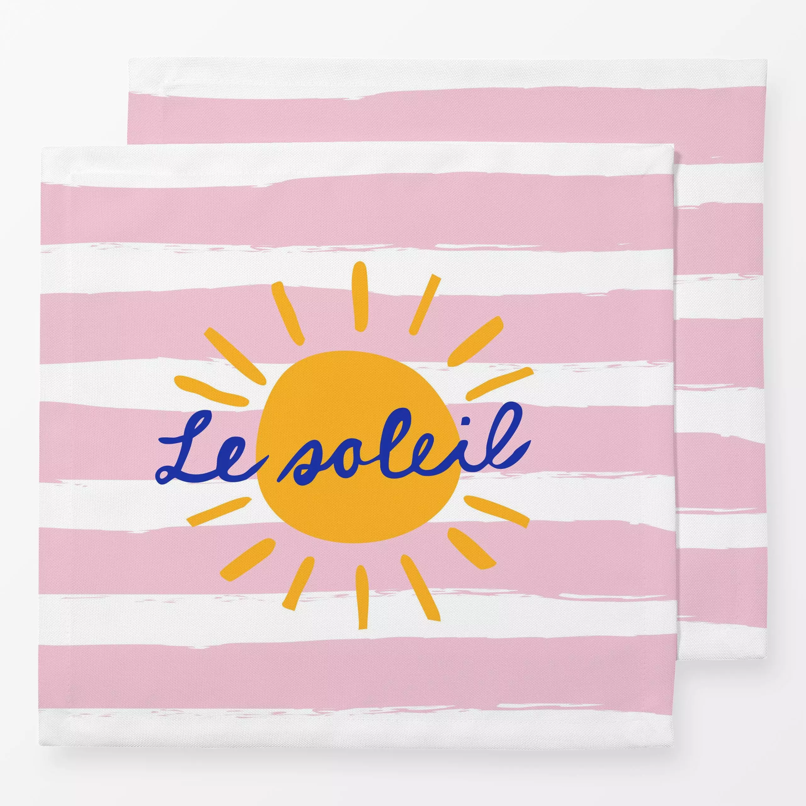 Servietten Le soleil - Sommer, Symbole & Muster - von „moDeern Design Studio"; Streifen, Sonne, typografie, Frankreich, sole...