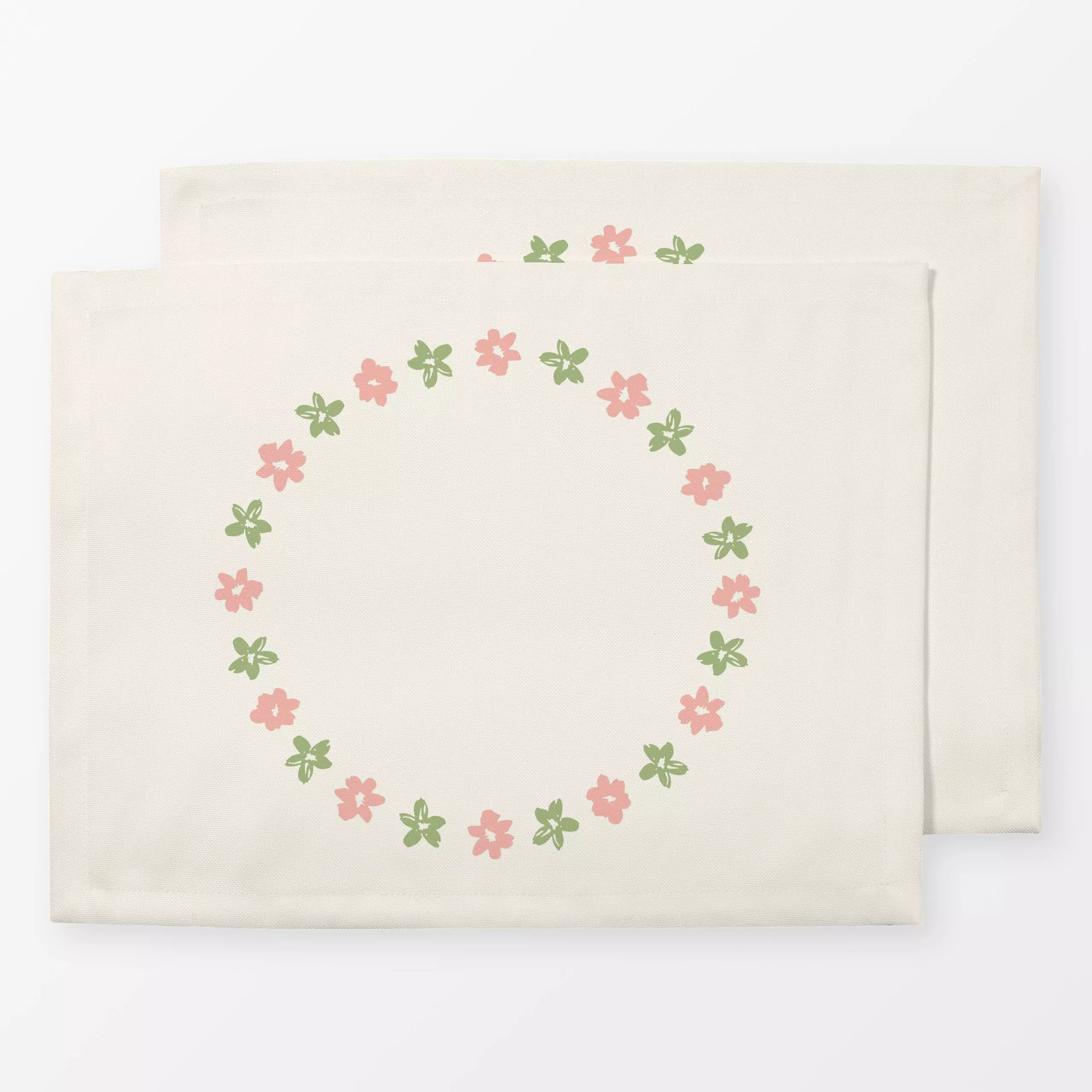 Tischset Blumenkranz rosa grün, Blumen, von Kathrin Woo