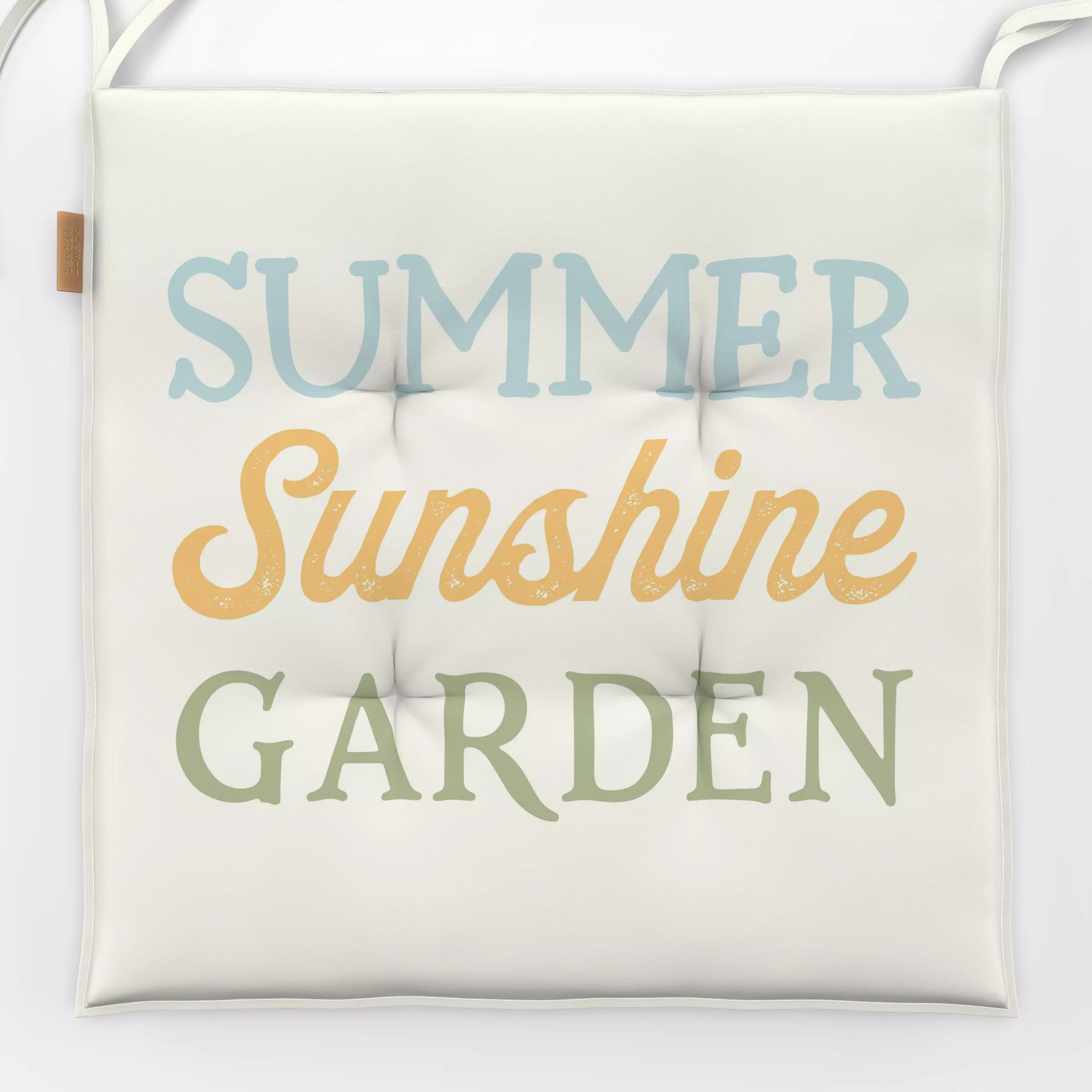 Sitzkissen Cottage Summer Sunshine - Sommer, Sprüche & Schriftzüge, Retro & Vintage - von „Monika Strigel"; boho, Sommer, su...