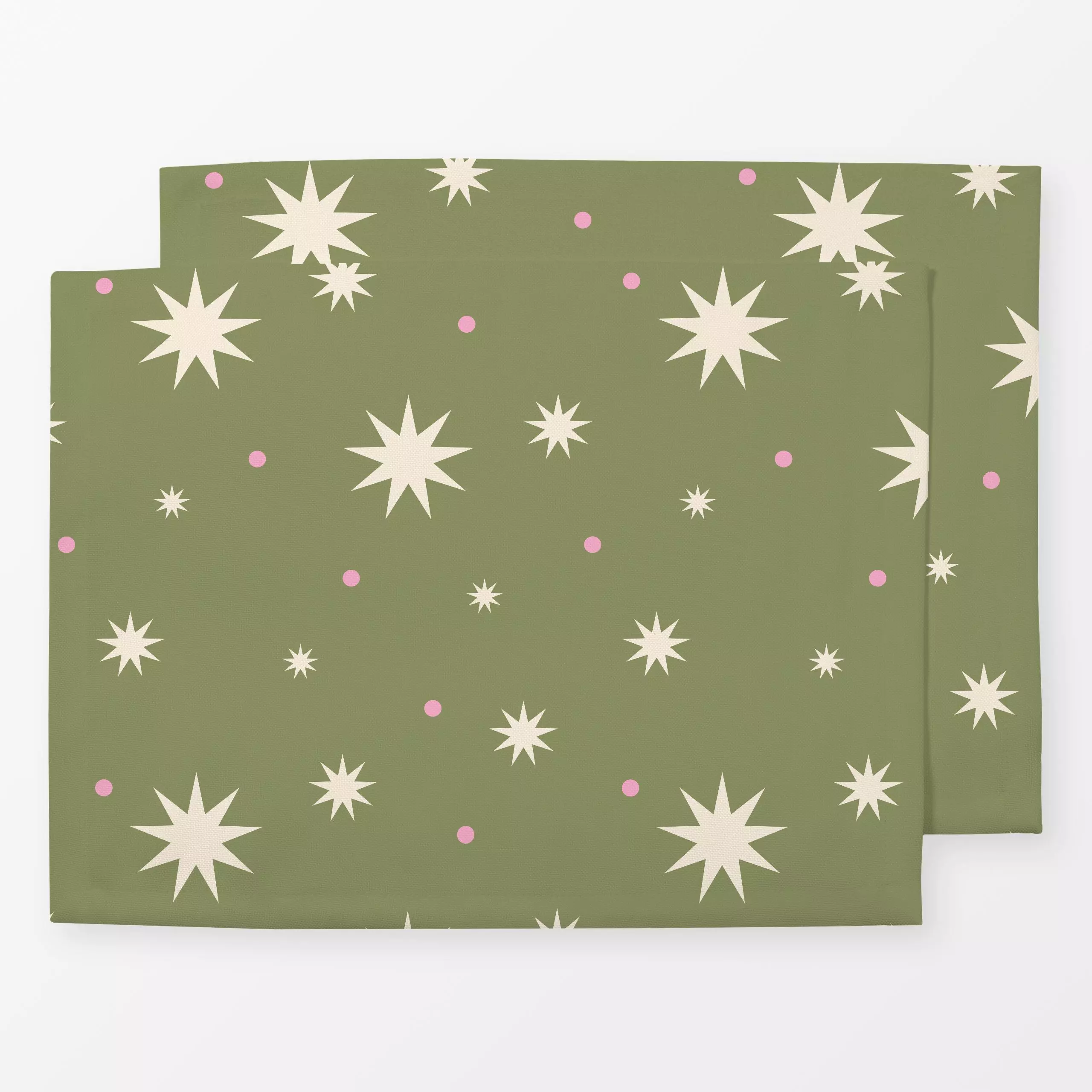 Tischset Muster Sterne gruen beige - Kinderzimmer & Motive für Kinder, Weihnachten, Symbole & Muster - von „Carolin Vonhoff"...
