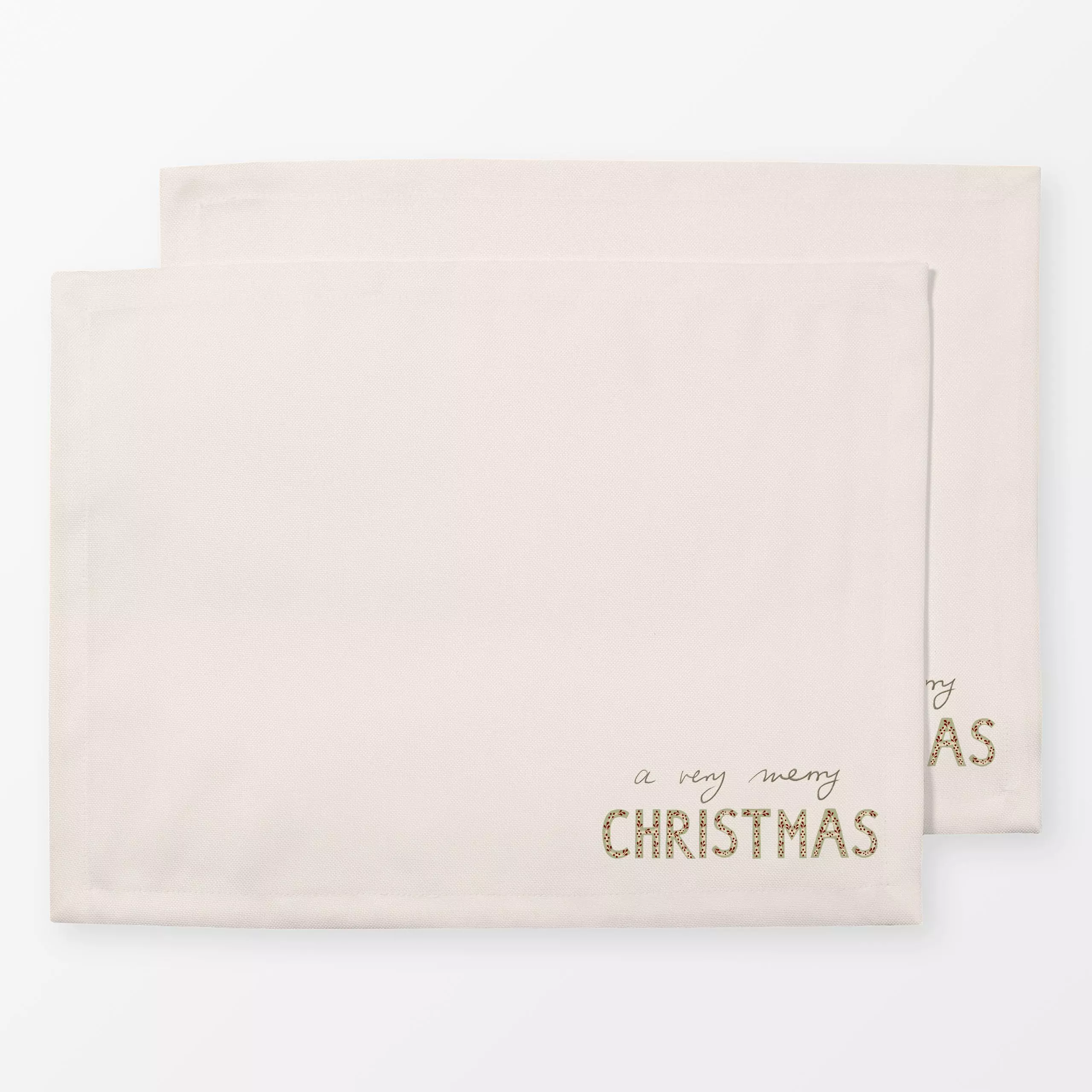 Tischset Very Merry Christmas Beige - Sprüche & Schriftzüge, Weihnachten - von „Sophie Augustin Illustration"; Merry Christm...