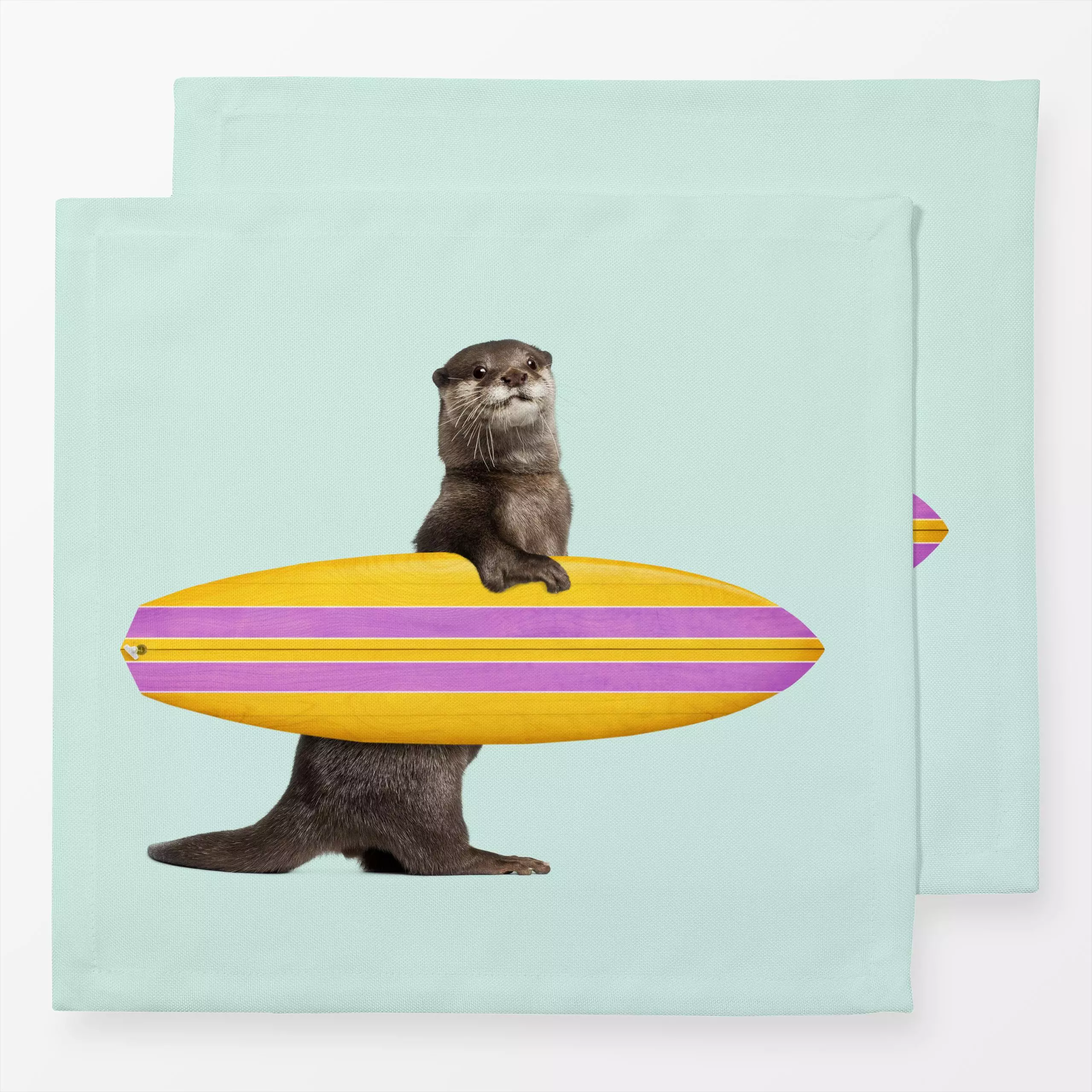Servietten Surfing Otter - Sport, Tiere - von „Jonas Loose"; Kinder, Otter, Tiere, Surfen, Lustig, Kindermotiv, Surfbrett
