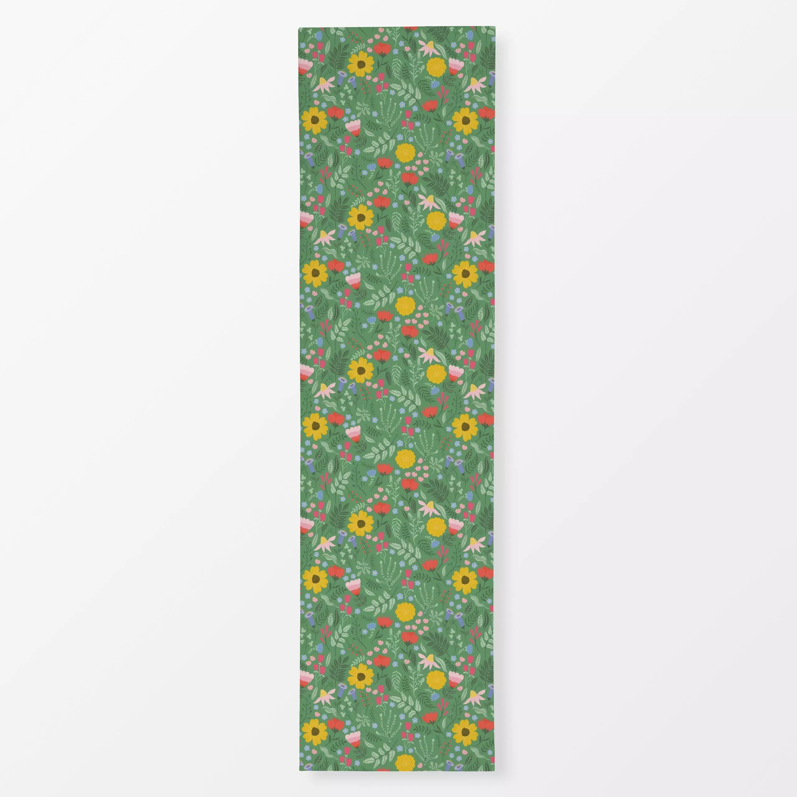 Tischläufer Wiesenblumen Grün Bunt - Blumen & Florales, Symbole & Muster, Pflanzen & Botanik - von „DEINKI"; Blumen, Blätter...