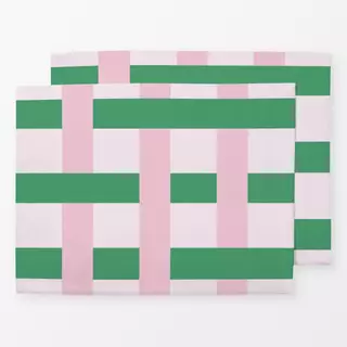 Tischset Streifen Webmuster | rosa grün