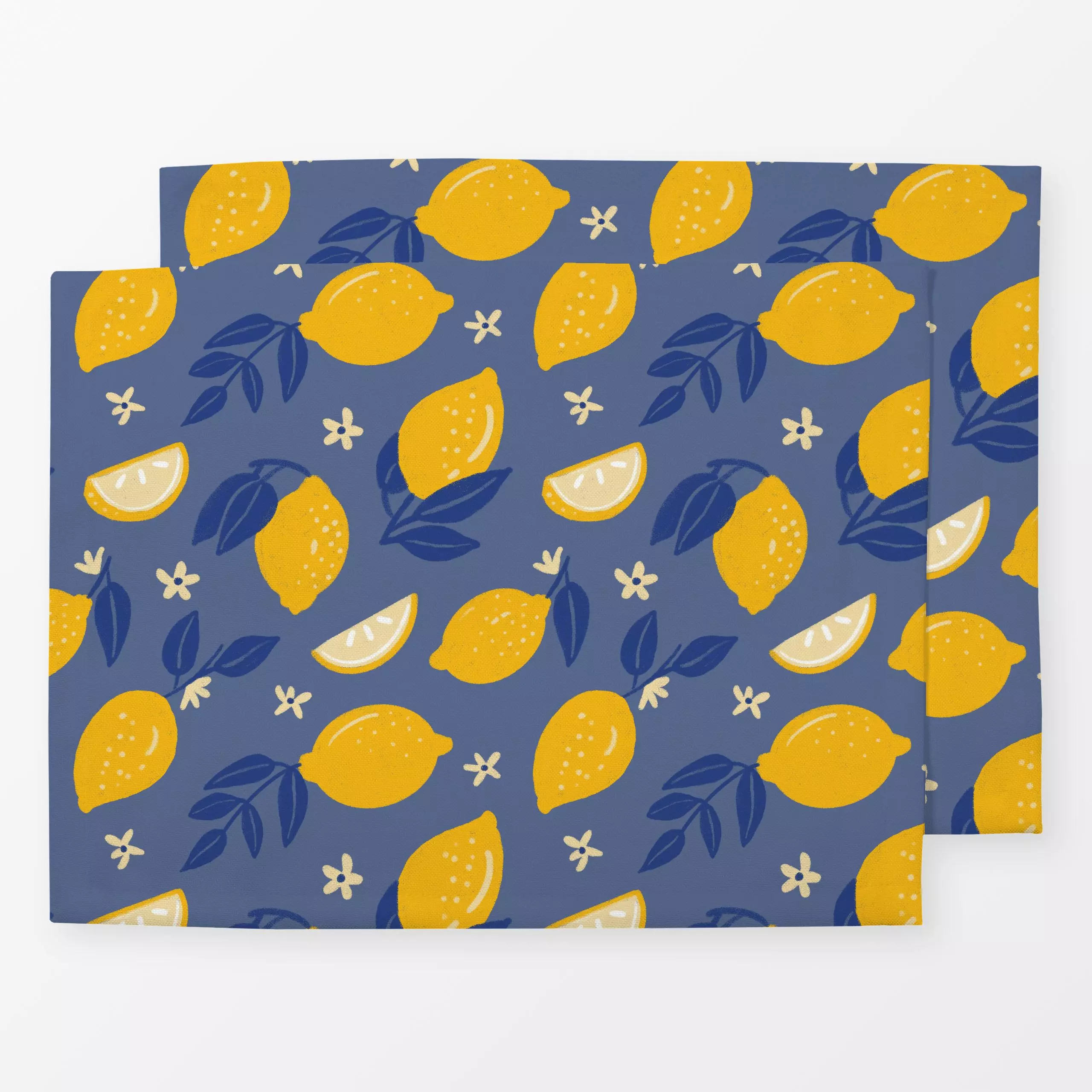 Tischset Amalfi Zitrone Gelb Blau - Sommer, Küche, Essen & Trinken, Früchte - von „Mareen Heinz"; Frucht, Obst, Muster, Zitr...