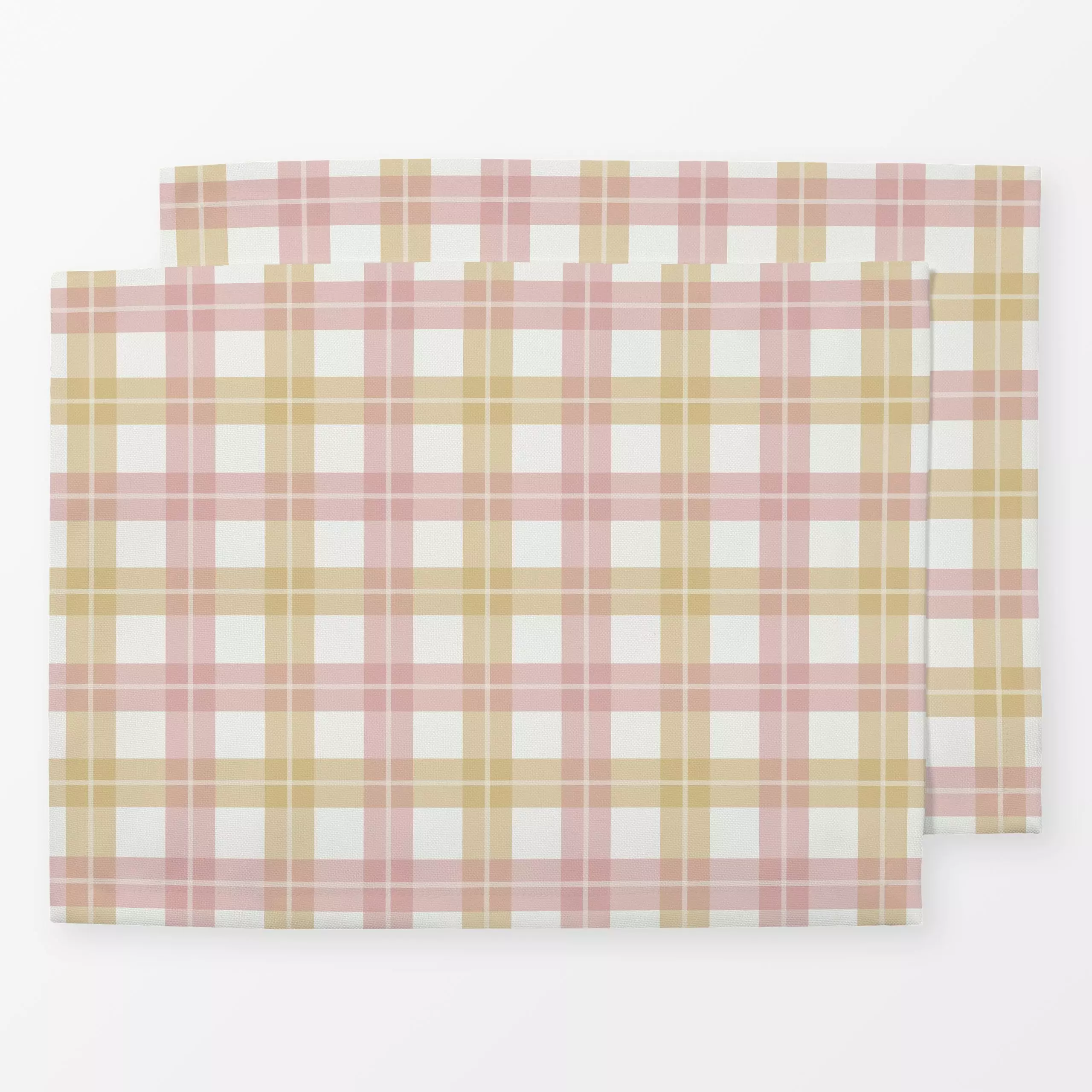 Tischset Landhaus Plaid rosa honig, gemustert, von Katrin Graff