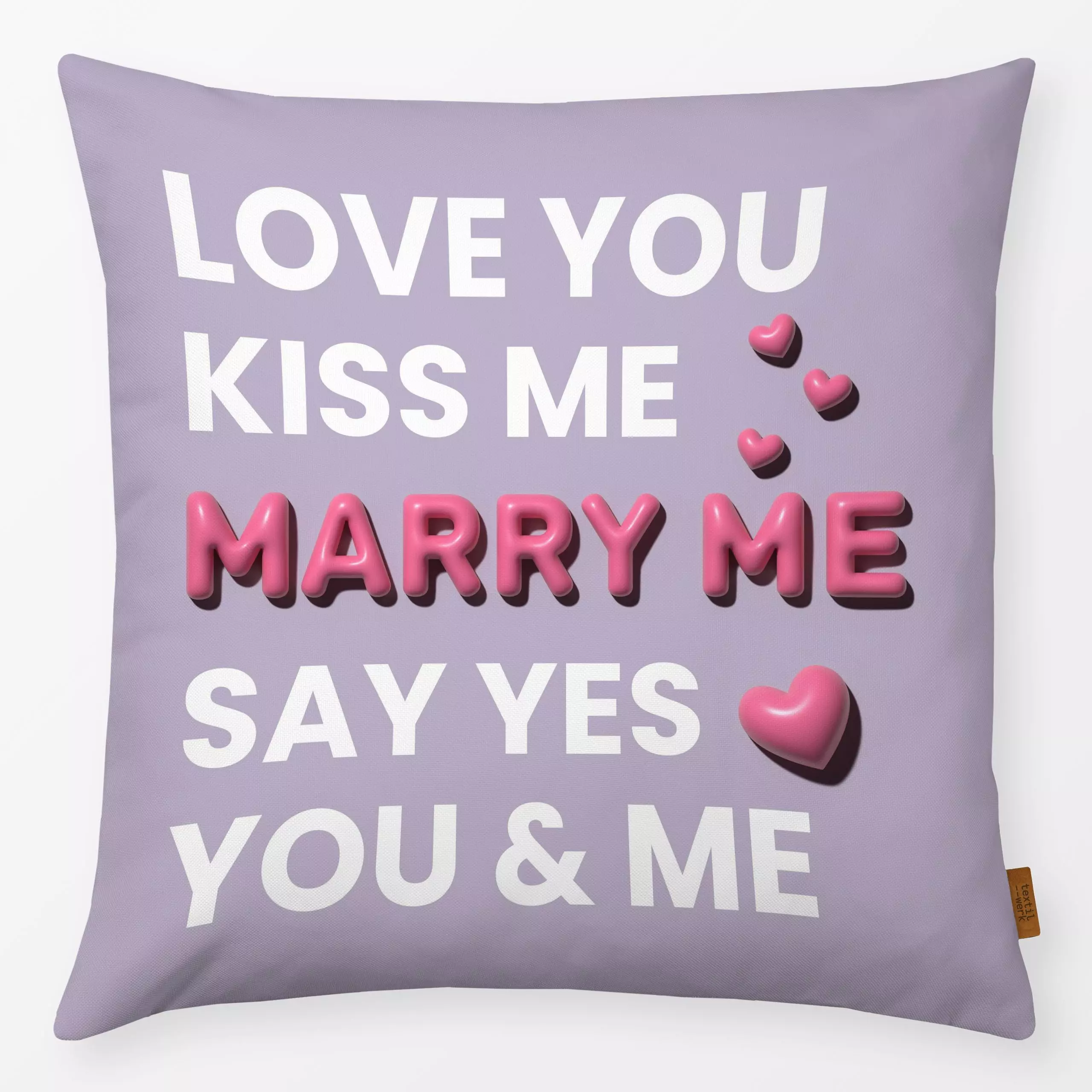 Kissen Marry Me - Liebe, Romantik & Pride, Sprüche & Schriftzüge - von „Kantioler Design"; Herzen, Liebeszitate, Hochzeit, L...