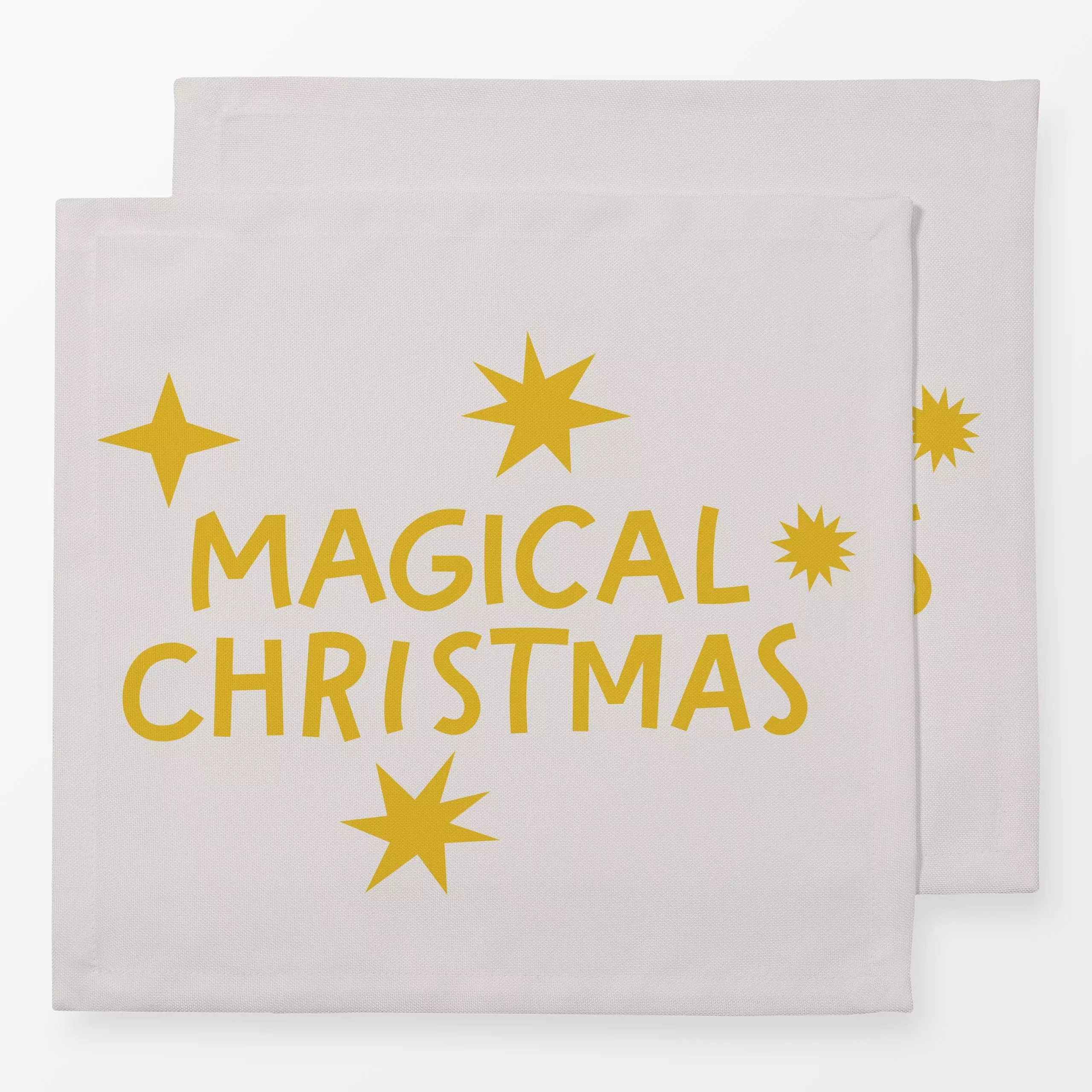 Servietten Magical Christmas Yellow - Weihnachten, Anlässe - von „Jana Driver"; Merry Christmas, Sterne, beige, gelb, christ...