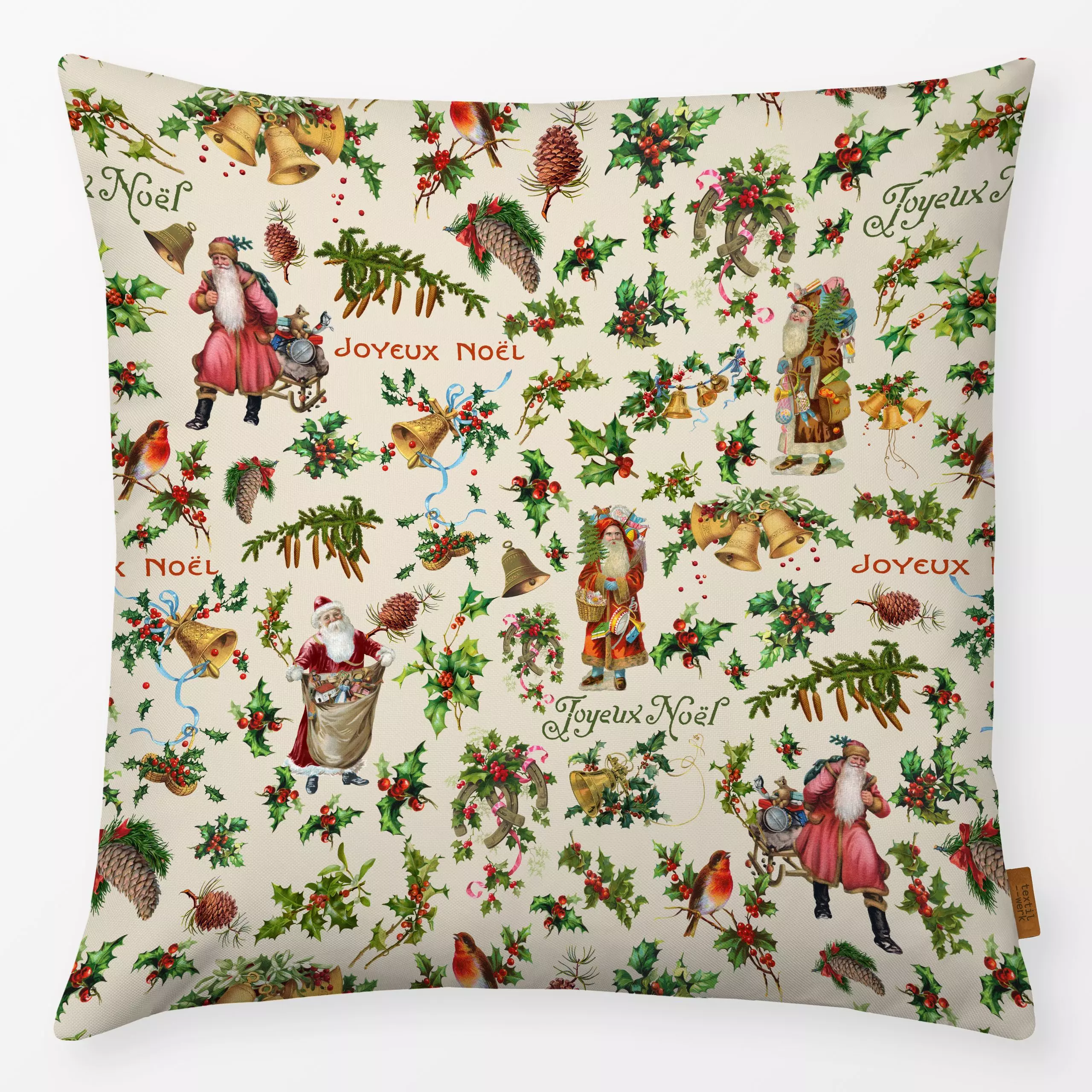 Kissen Joyeux Noël 1 - Sprüche & Schriftzüge, Weihnachten, Retro & Vintage - von „Uta Naumann"; Merry Christmas, Vogel, Meer...
