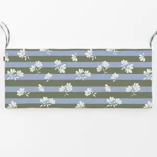 Bankauflage Blüten gestreift blau grün