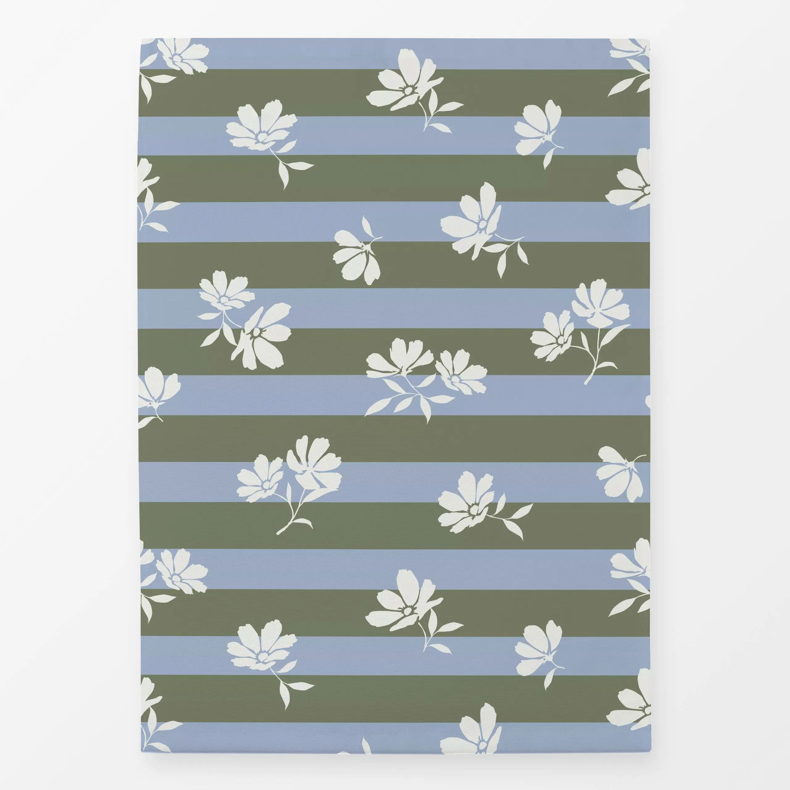 Geschirrtücher Blüten gestreift blau grün - Herbst, Sommer, Symbole & Muster - von „Katrin Graff"; Streifen, Blumen, Cosmea,...