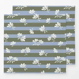 Servietten Blüten gestreift blau grün