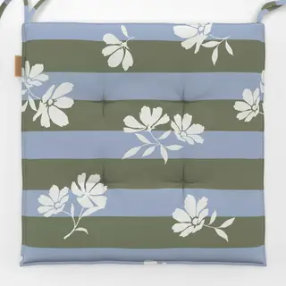 Sitzkissen Blüten gestreift blau grün