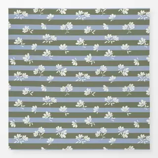 Tischdecke Blüten gestreift blau grün