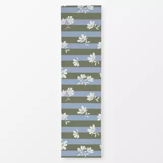 Tischläufer Blüten gestreift blau grün