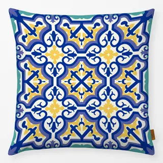 Kissen Azujelo Vibes Muster blau gelb