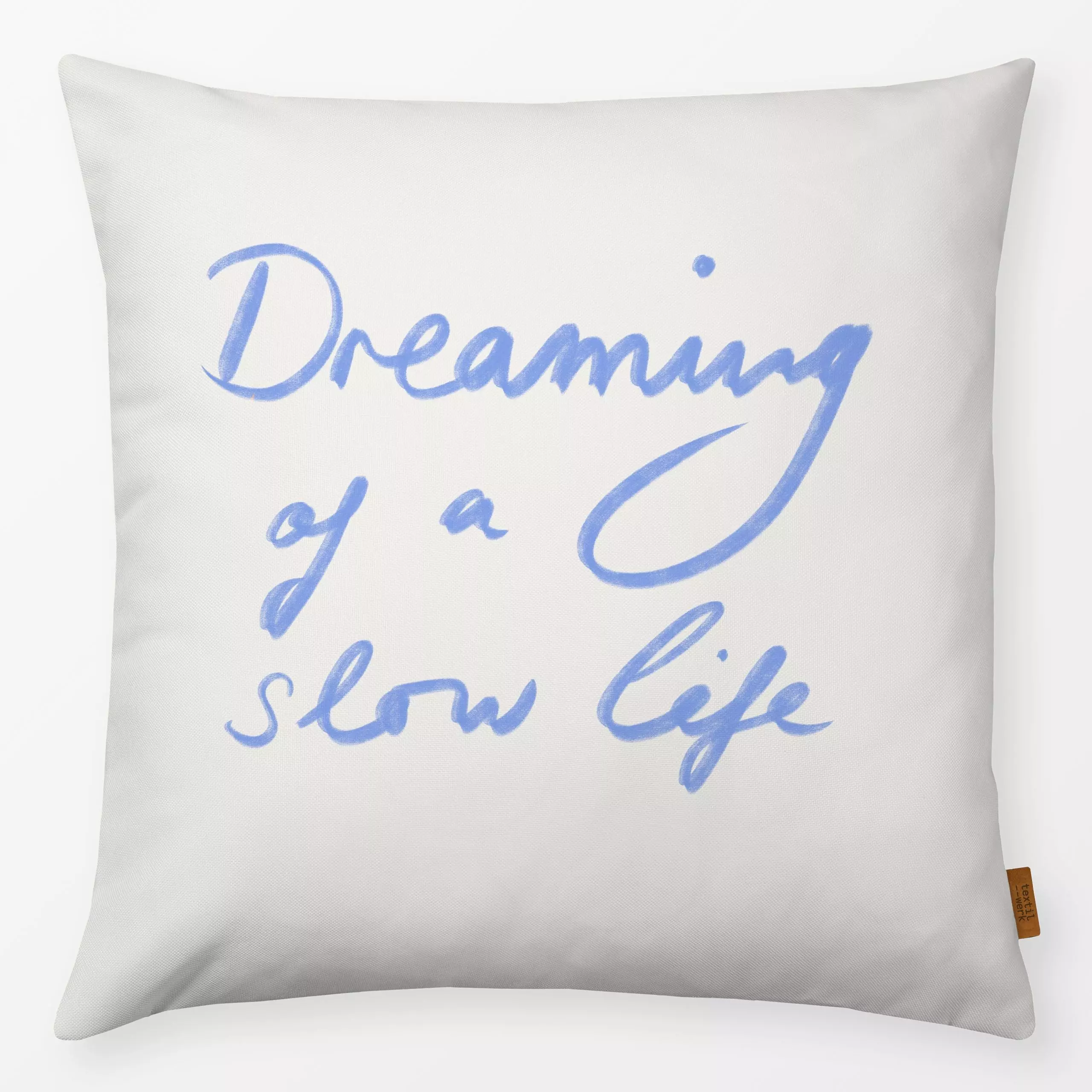 Kissen Slow life Typo - Sommer, Sprüche & Schriftzüge - von „Sophie Augustin Illustration"; Sommer, mediterran, typografie, ...