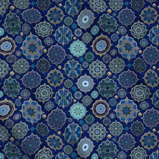 Meterware Moroccan Tiles Blue Gold