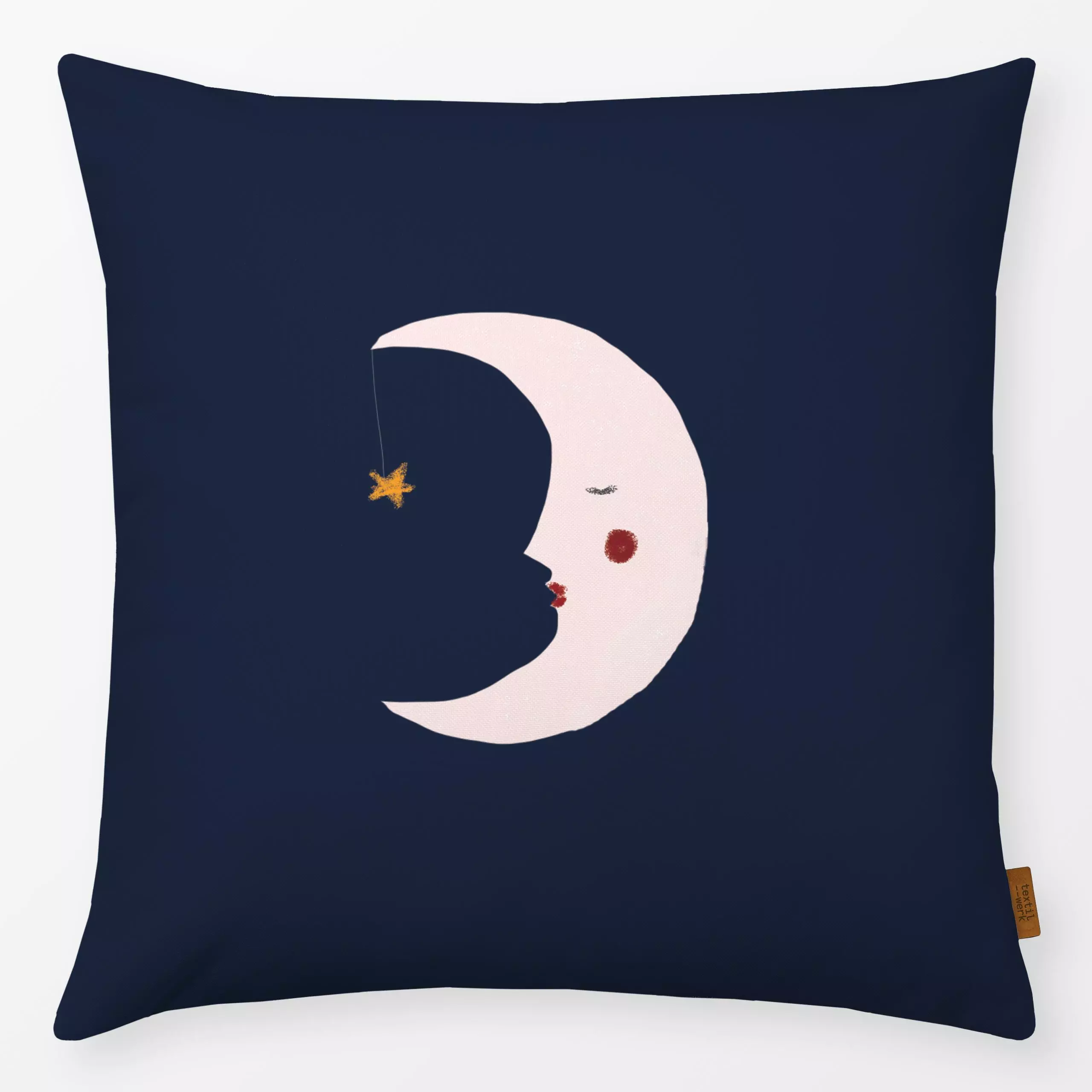 Kissen Mond Dunkelblau - Astronomie & Weltraum - von „Sophie Augustin Illustration"; Illustration, Sterne, Mond, nacht, dunk...
