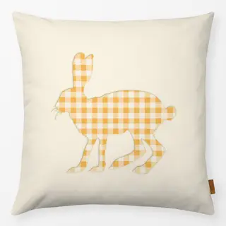 Kissen Hase Kariert Buttergelb