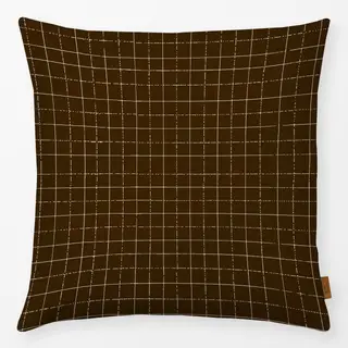 Kissen soft brown grid