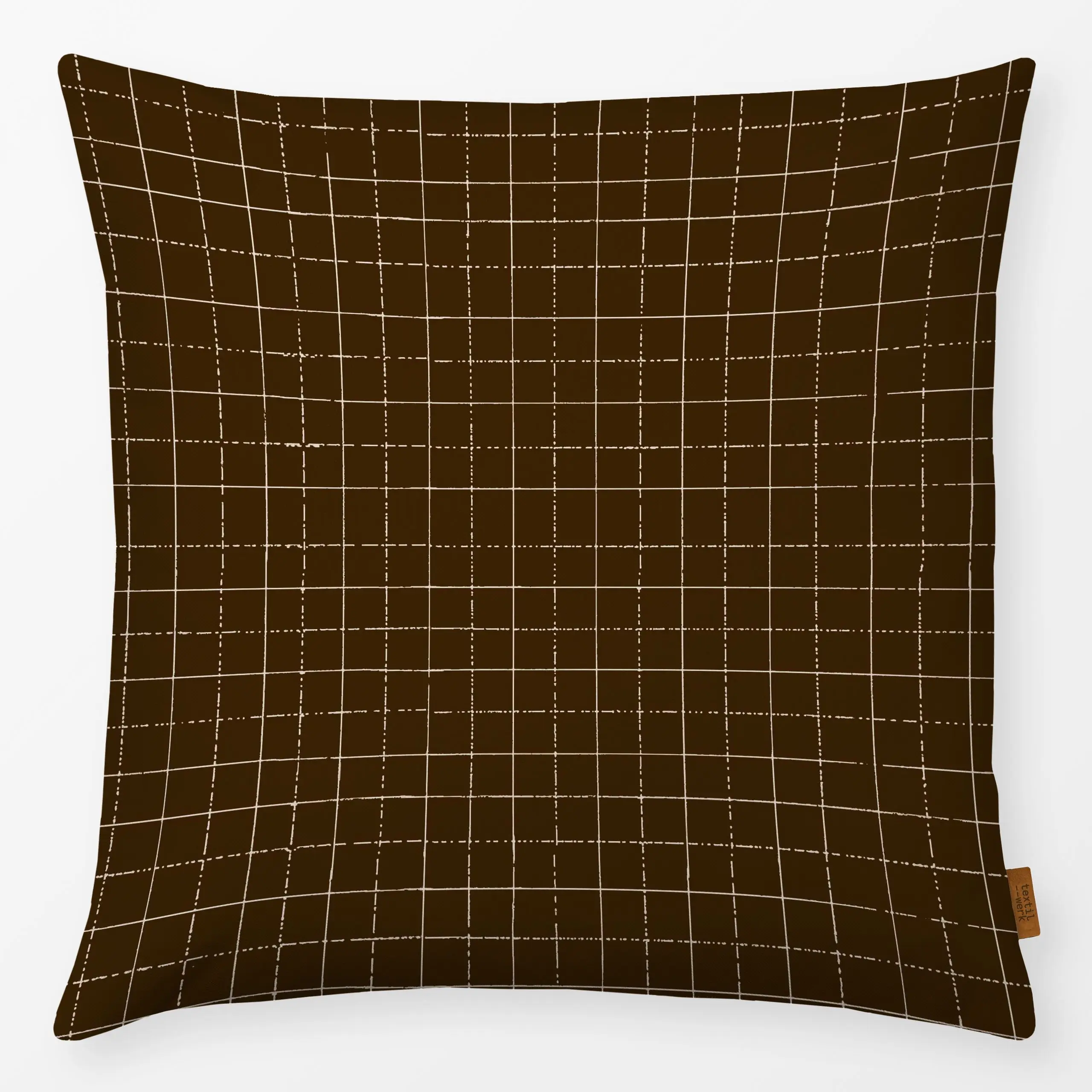 Kissen soft brown grid - Herbst, Symbole & Muster, Retro & Vintage - von „Fjord Studio"; Weihnachten, trend, Winter, Herbst,...