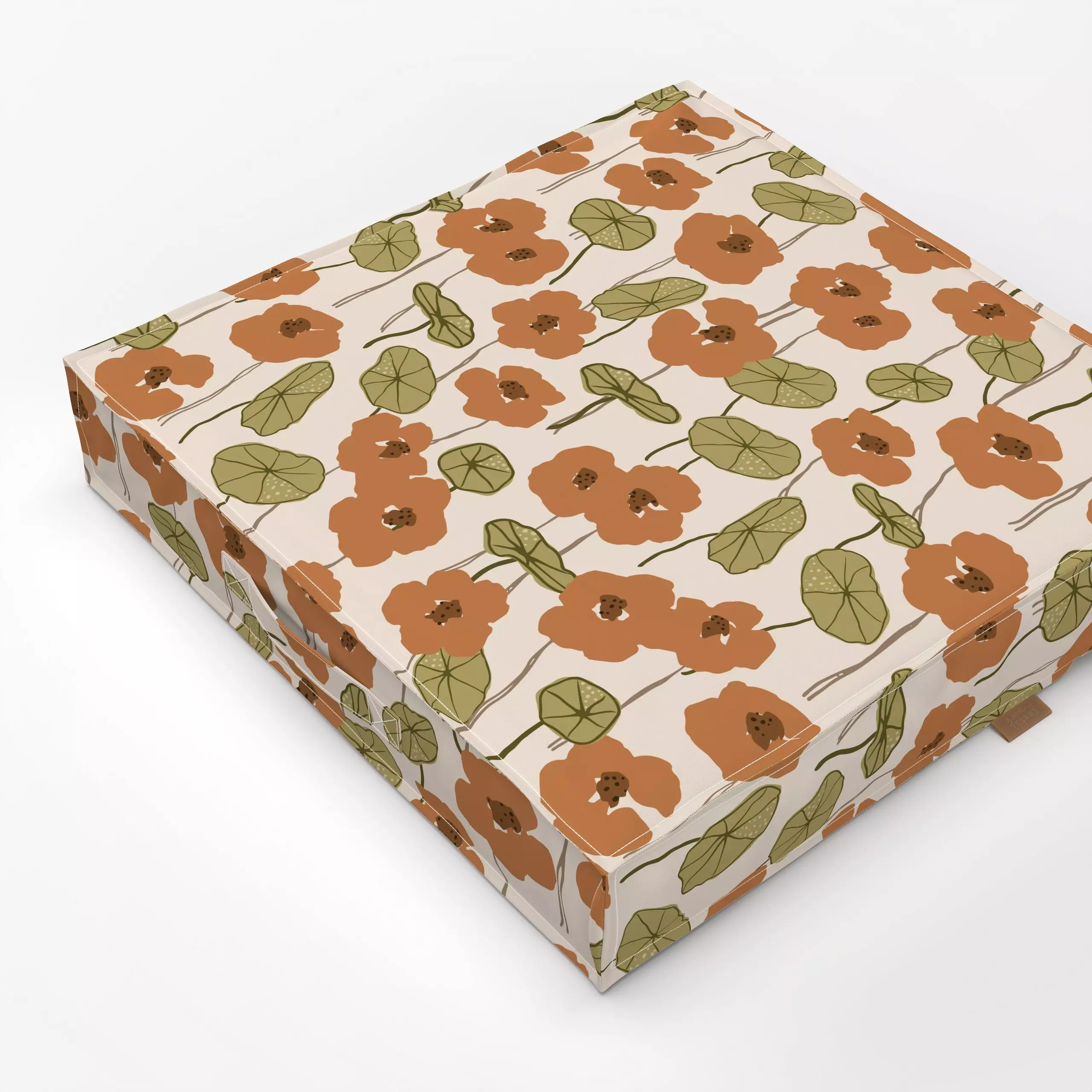 Bodenkissen Nasturtiums boho - Blumen & Florales, Symbole & Muster - von „Kathrin Woo"; boho, Muster, floral, landhaus, herb...