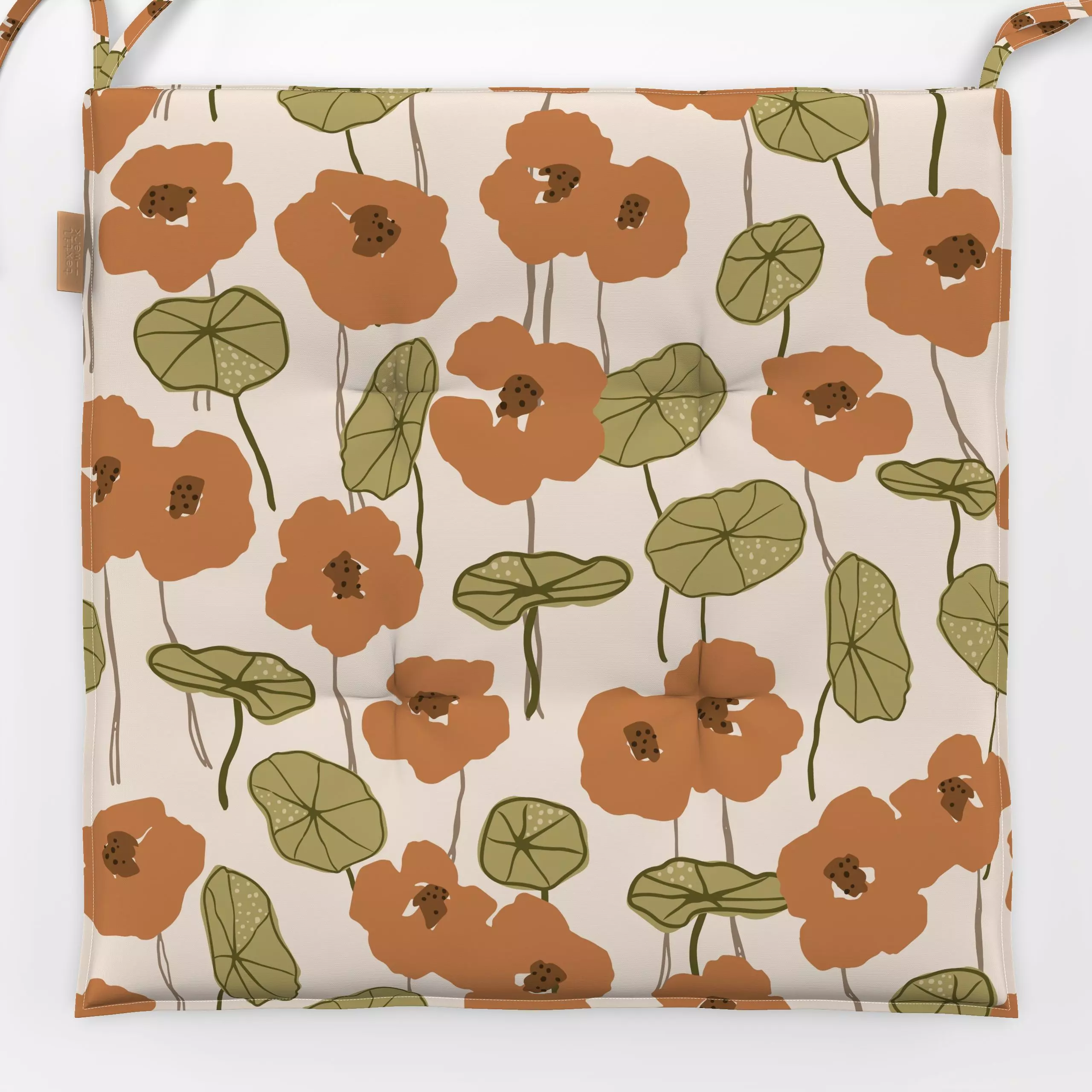 Sitzkissen Nasturtiums boho - Blumen & Florales, Symbole & Muster - von „Kathrin Woo"; boho, Muster, floral, landhaus, herbs...