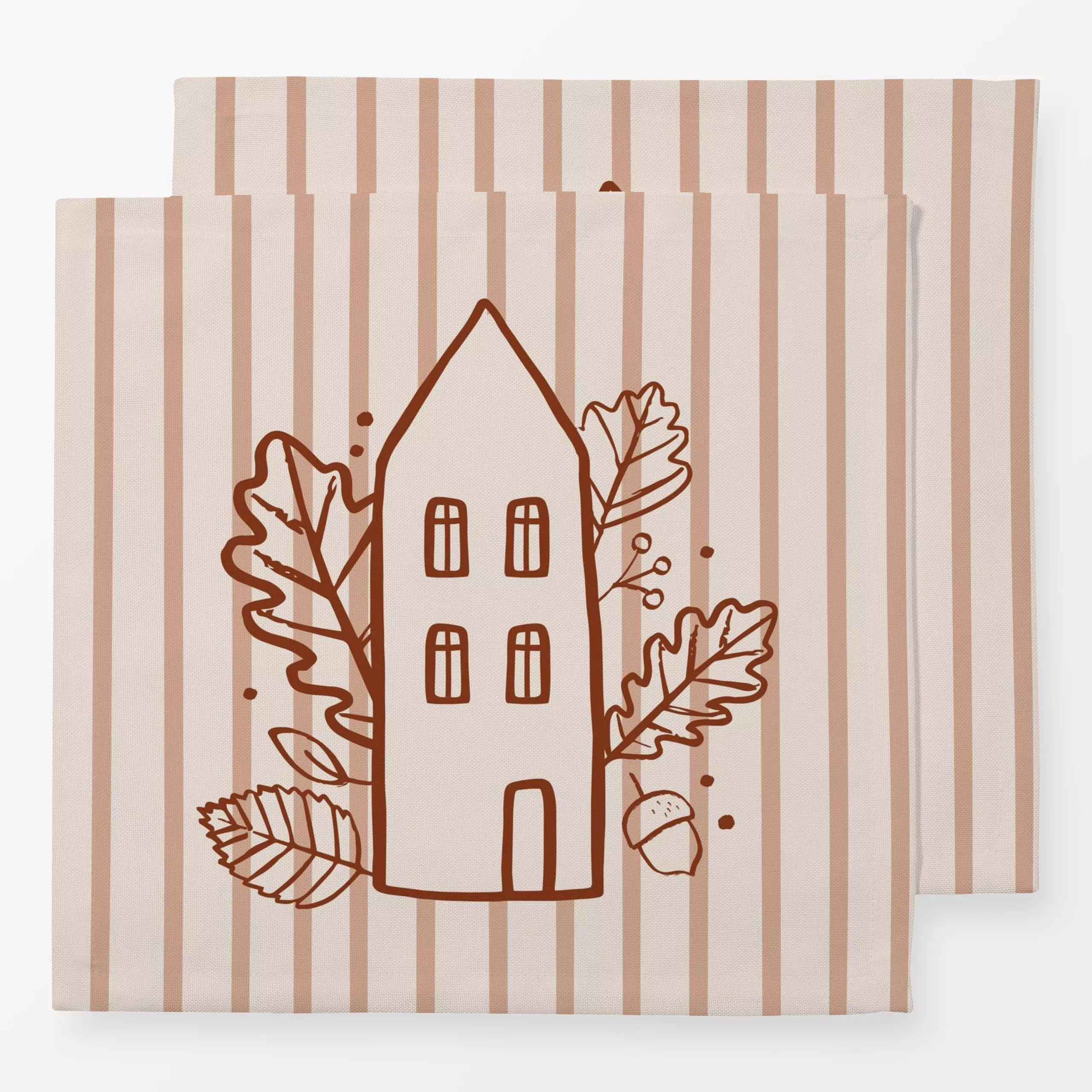 Servietten Herbst Haus Amber Streifen - Herbst - von „Kruth Design"; Streifen, Haus, Herbst, Herbstdeko, outdoor, herbstlich...