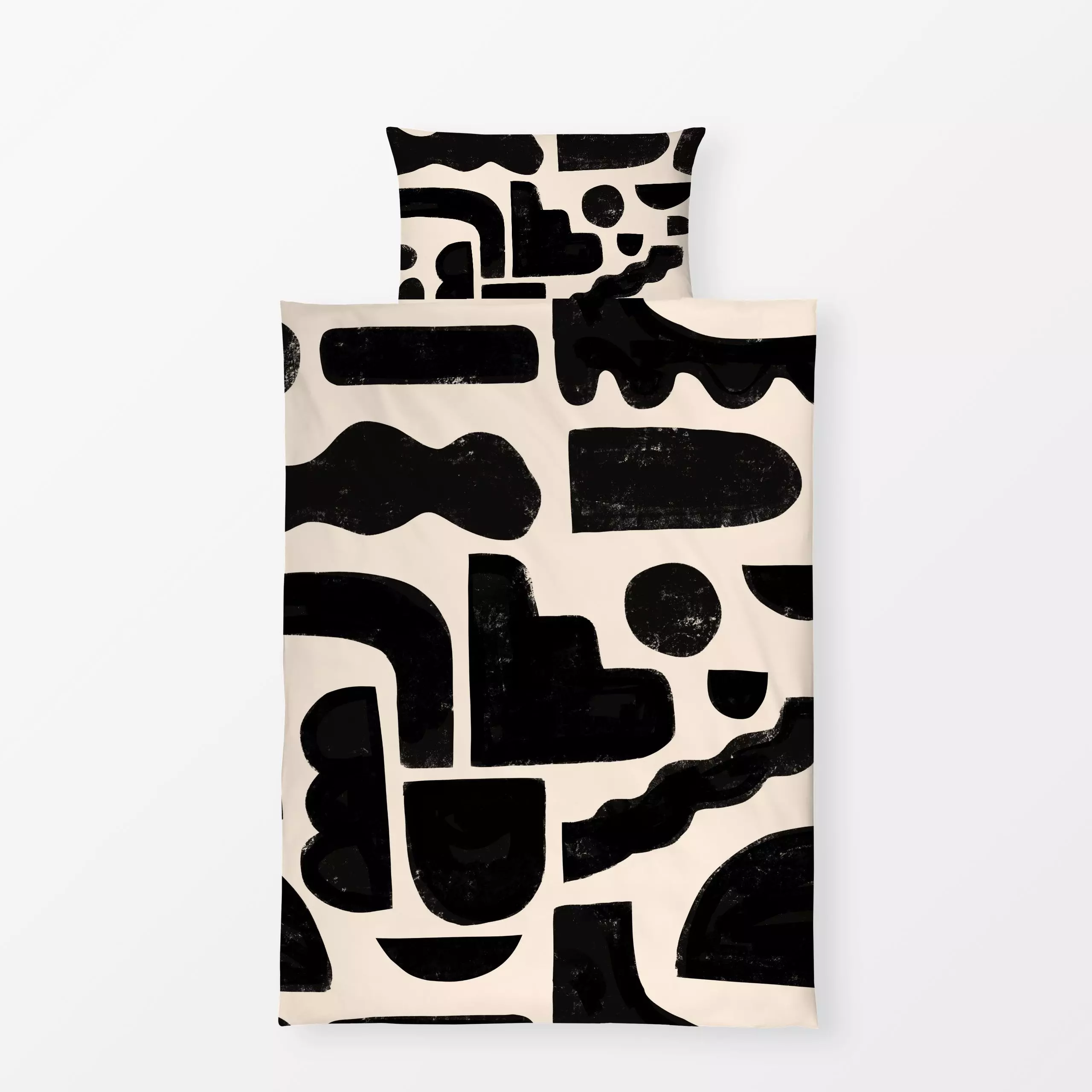 Bettwäsche Bold Beige Shapes - Symbole & Muster - von „Studio ROSAGRAU"; marrakesch, schwarz, beige, summer, outdoor, cool, ...