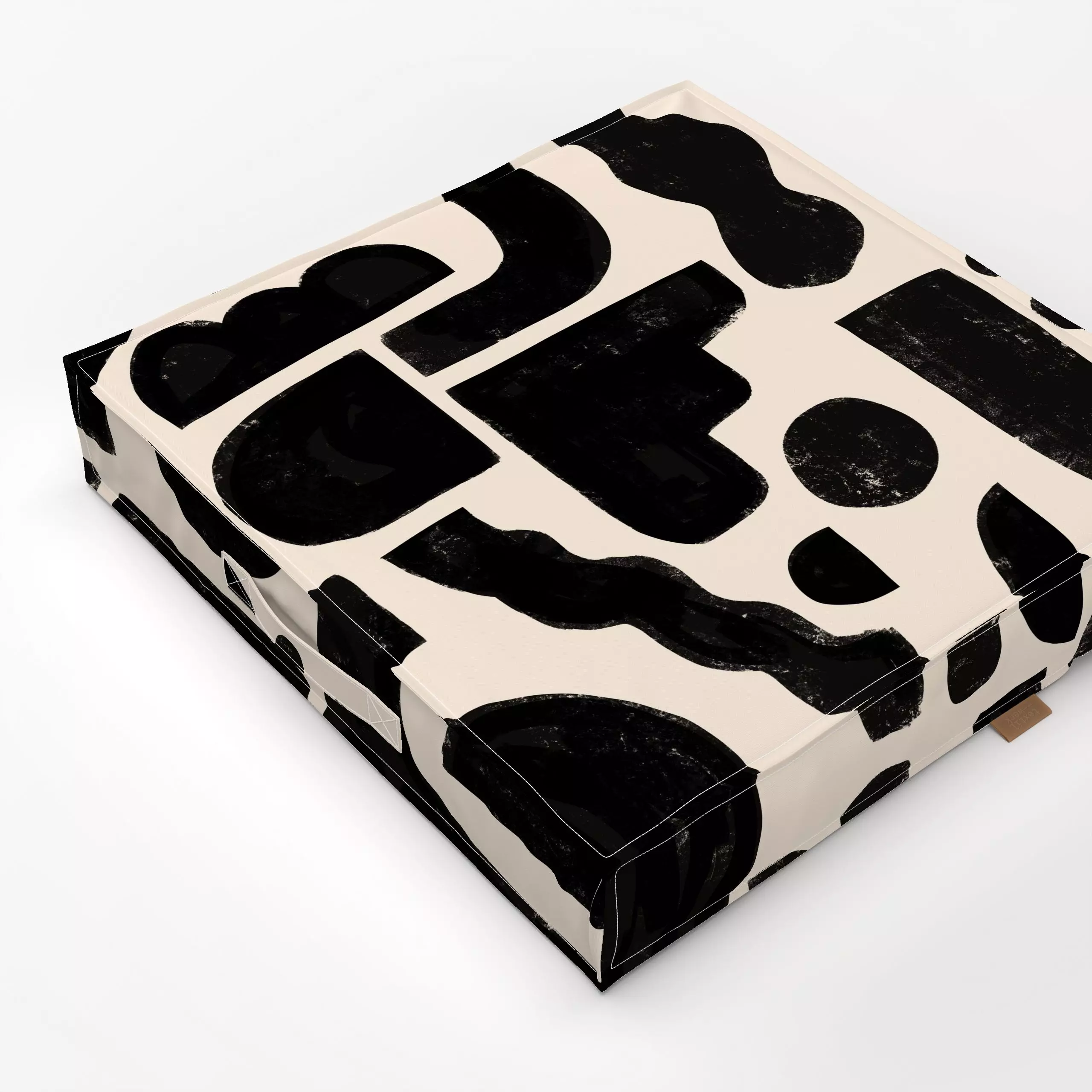 Bodenkissen Bold Beige Shapes - Symbole & Muster - von „Studio ROSAGRAU"; marrakesch, schwarz, beige, summer, outdoor, cool,...