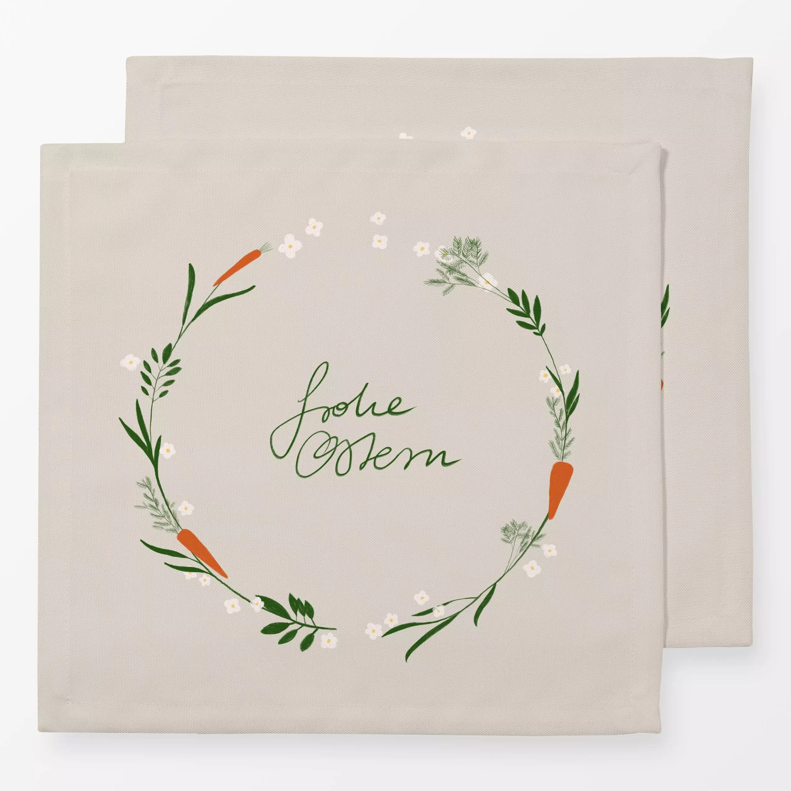 Servietten Karottenkranz Beige - Frühling - von „Sophie Augustin Illustration"; Blumen, Ostern, FroheOstern, karotte, karott...
