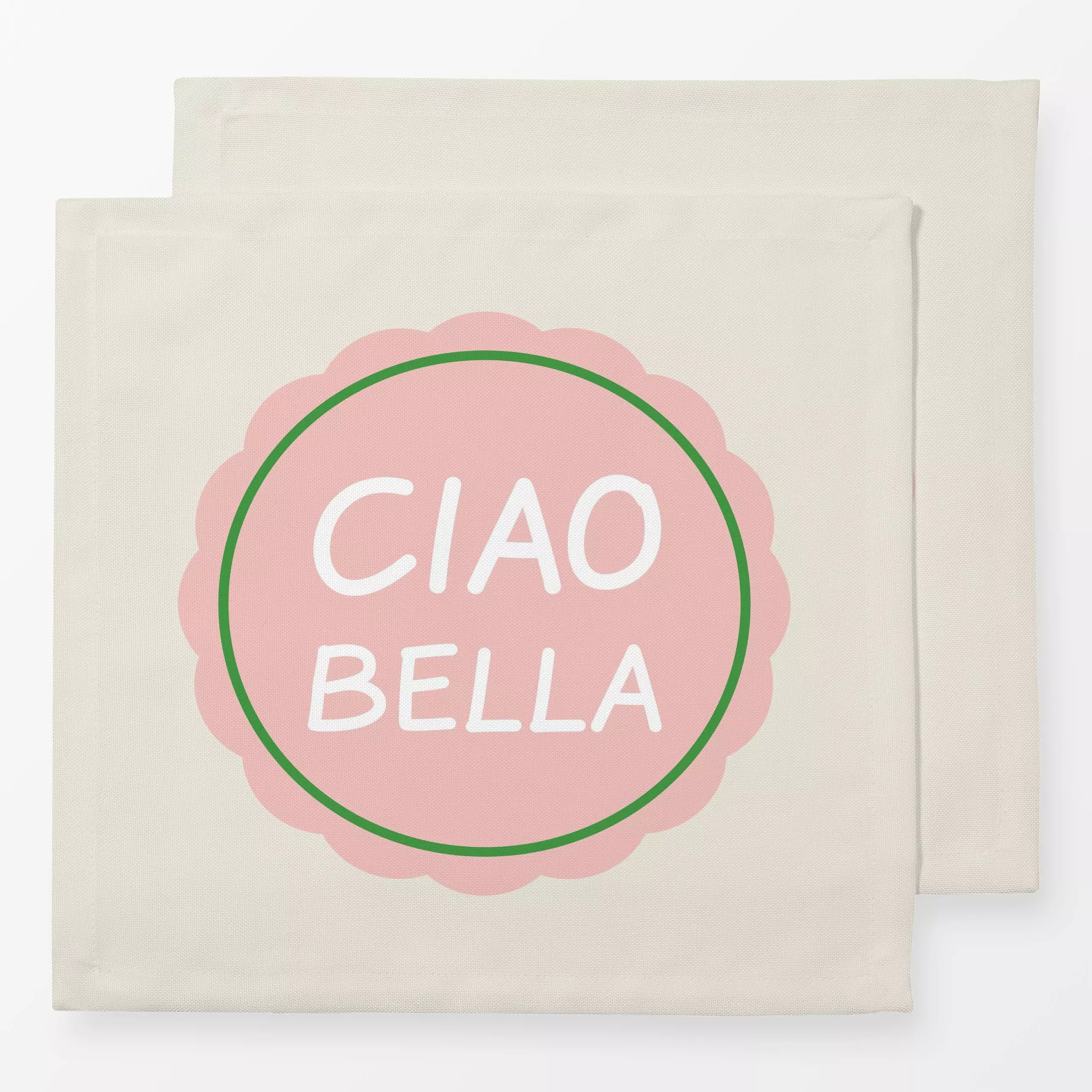 Servietten Ciao Bella - Sommer, Sprüche & Schriftzüge - von „Karen Menzenbach"; rosa, Garten, beige, Sommer, spruch, Italien...