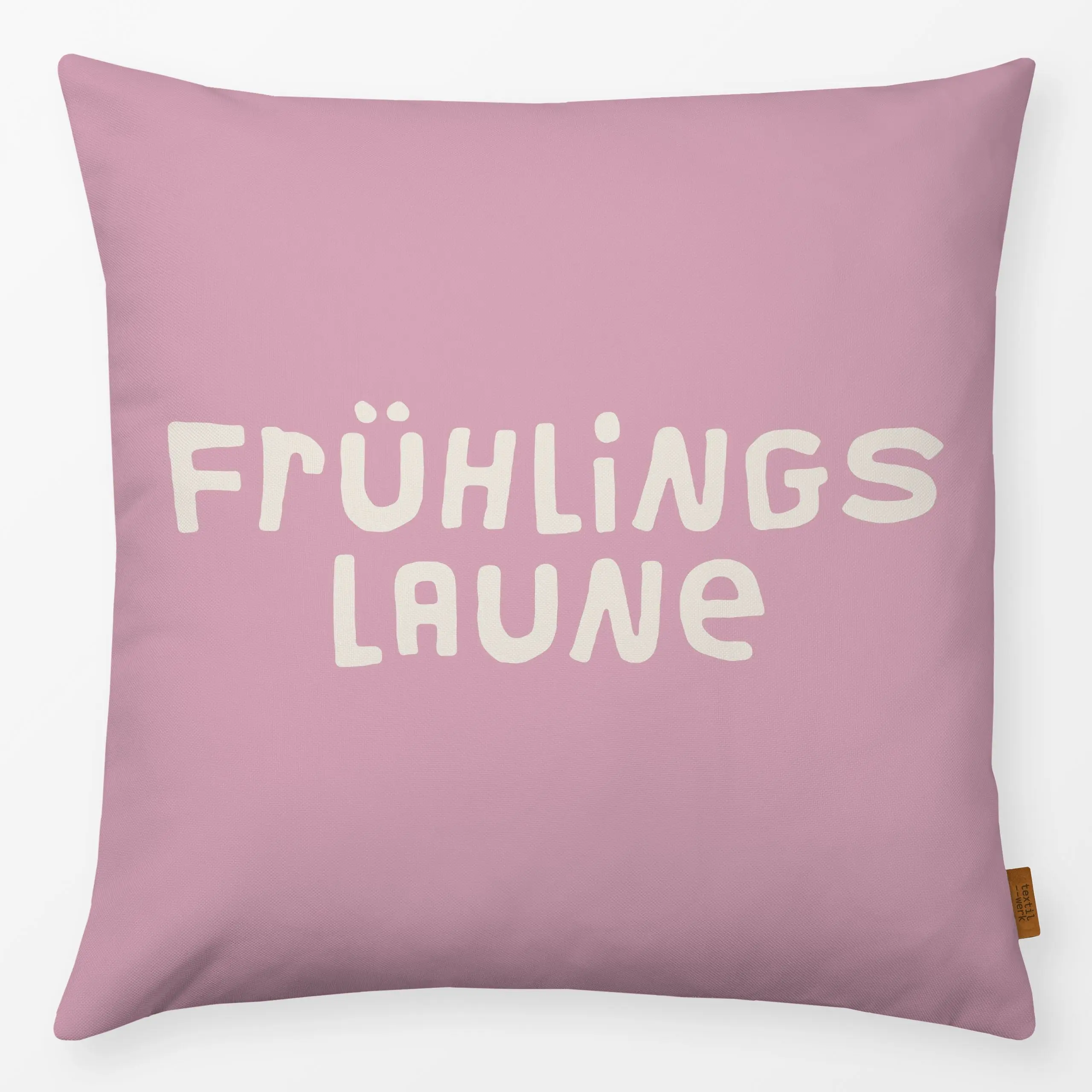 Kissen Frühlingslaune rosa - Frühling, Sprüche & Schriftzüge, Ostern - von „Studio Kesse"; Ostern, typografie, spruch, Spruc...