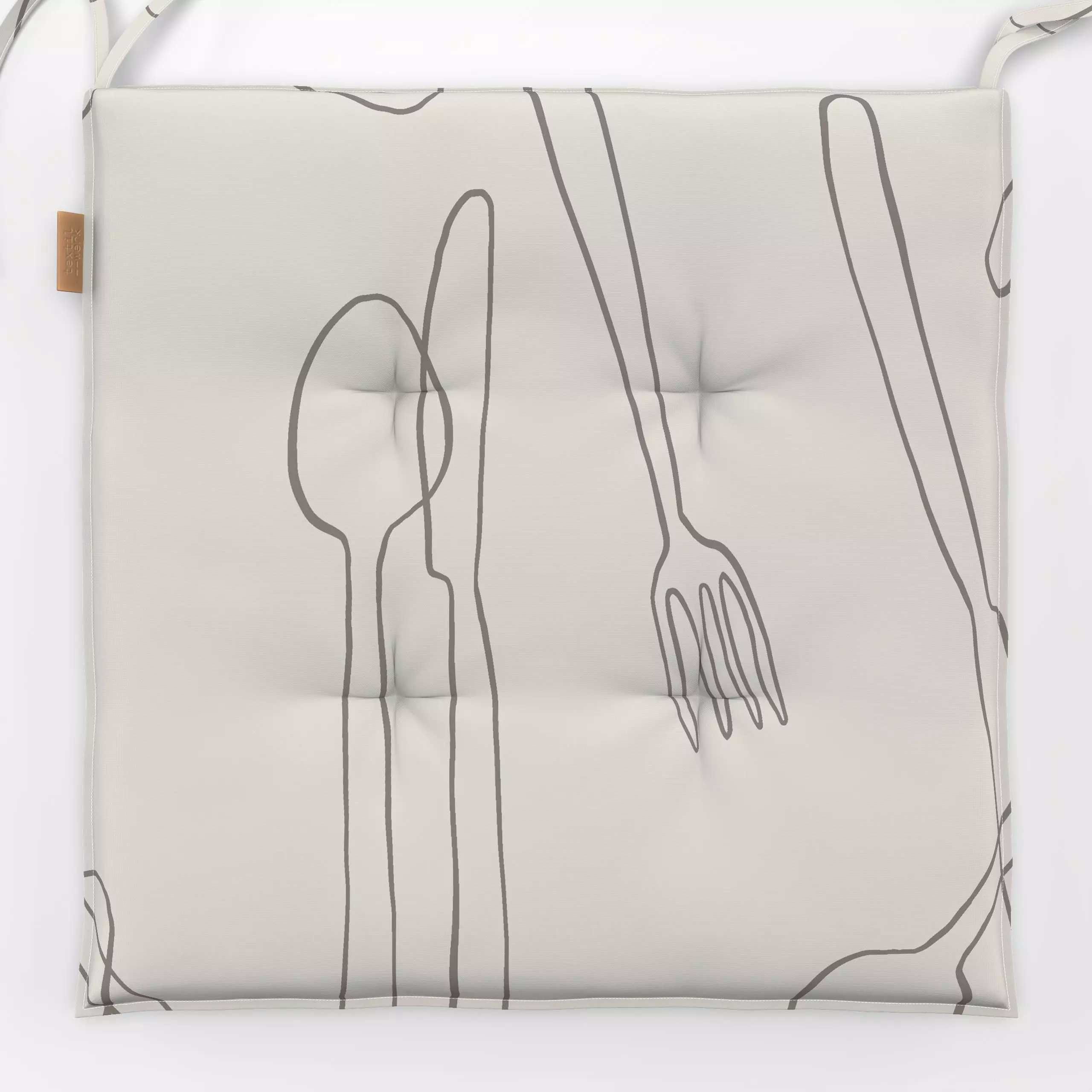 Sitzkissen Kitchen Pattern - Sommer, Küche, Essen & Trinken - von „Kruth Design"; Sommerblumen, Kochlöffel, Küchenwerkzeug, ...