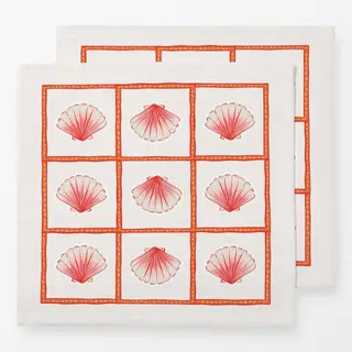 Servietten Muschel Kacheln koralle