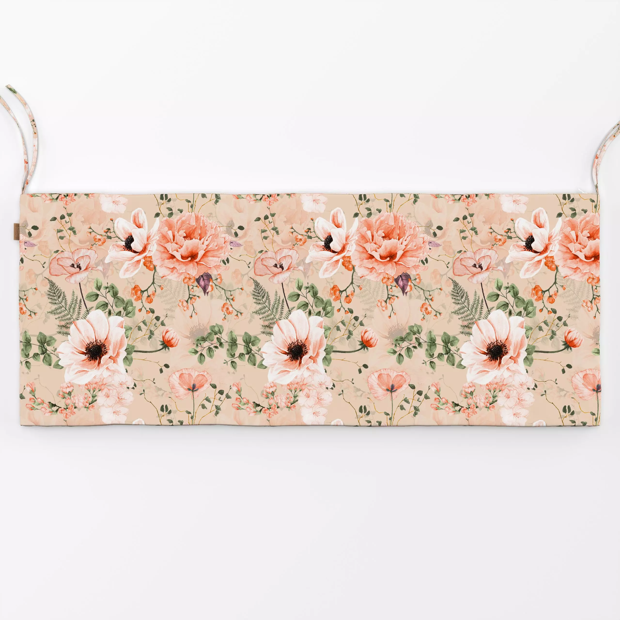 Bankauflage Orange Frühlings Blumen - Blumen & Florales, Frühling - von „Uta Naumann"; boho, Muster, Blumen, Pfingstrosen, M...