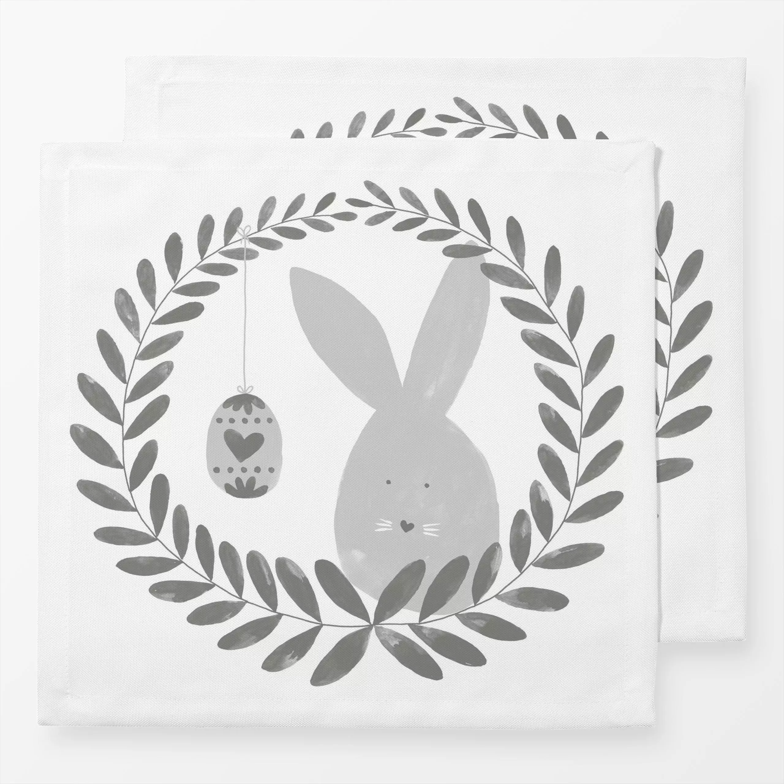 Servietten Hasenkranz 1 - Frühling, Tiere - von „Primus Pattern"; skandinavisch, Zweige, Hase, Ostern, Osterhase, kranz, mon...