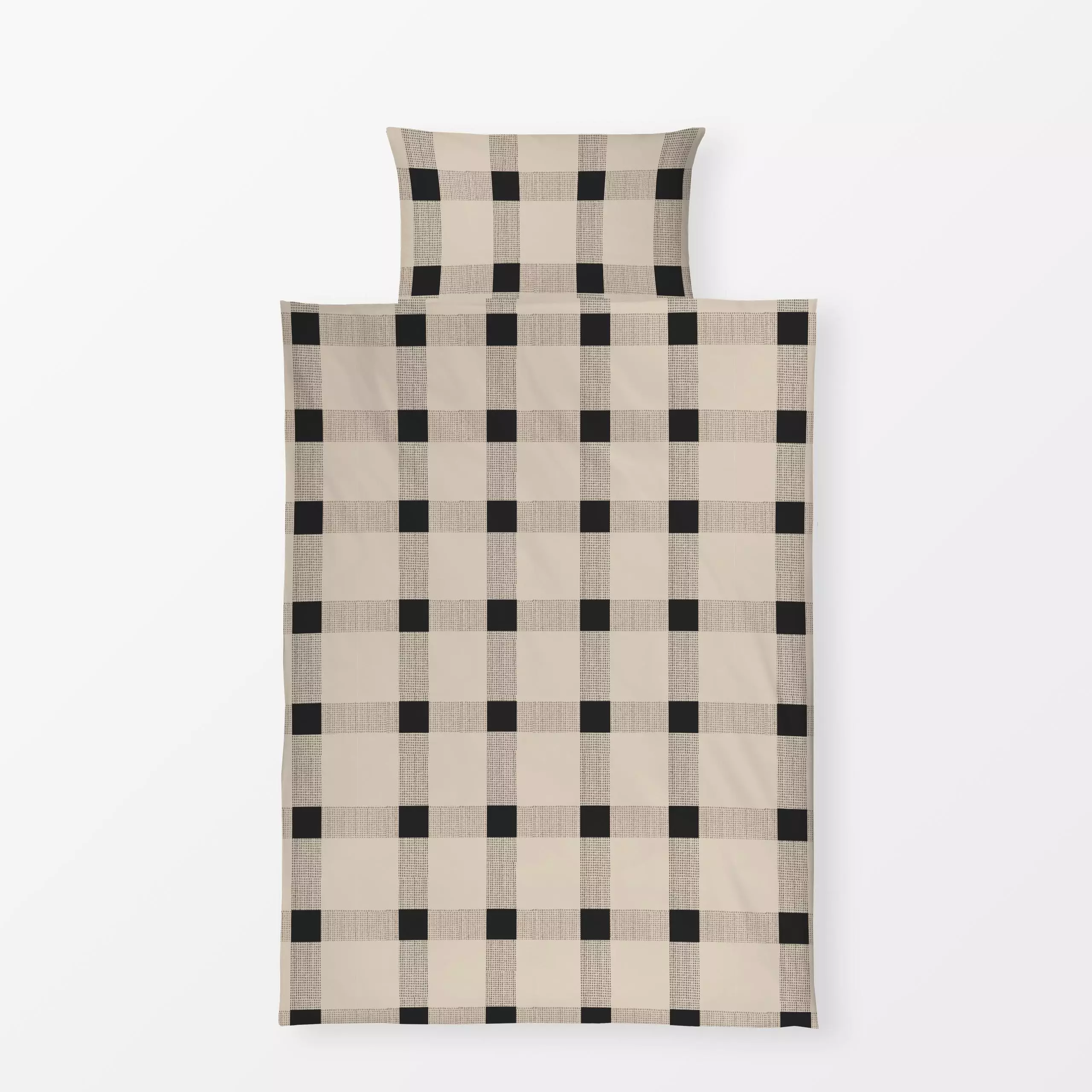 Bettwäsche Karo beige-schwarz - Herbst, Symbole & Muster - von „Alisa Knöß"; boho, schwarz, beige, grid, Herbst, landhaus, F...