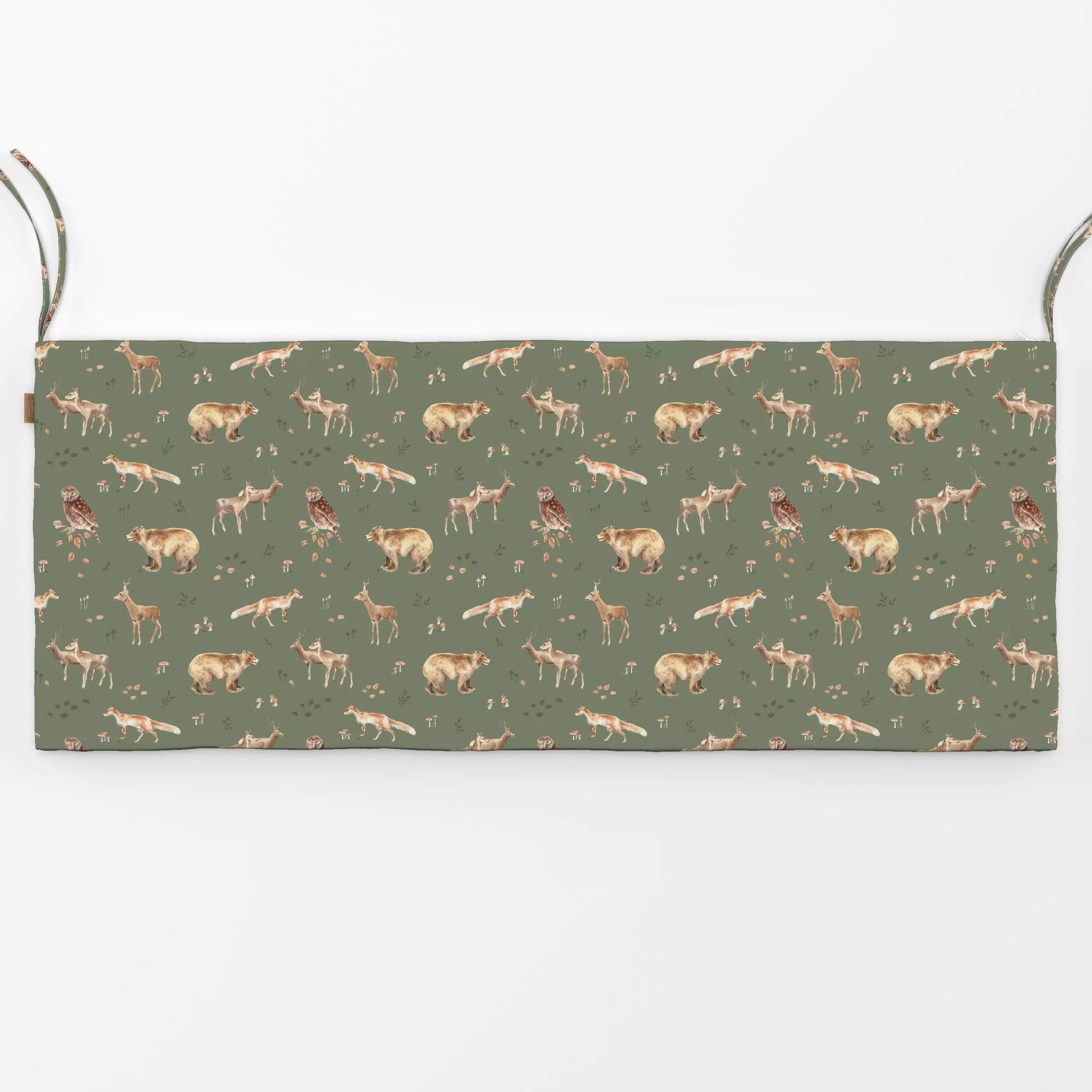 Bankauflage Waldtiere grün - Herbst, Natur & Landschaft, Tiere - von „Katrin Graff"; Wald, Fuchs, Eule, Bär, Herbst, Hirsch,...