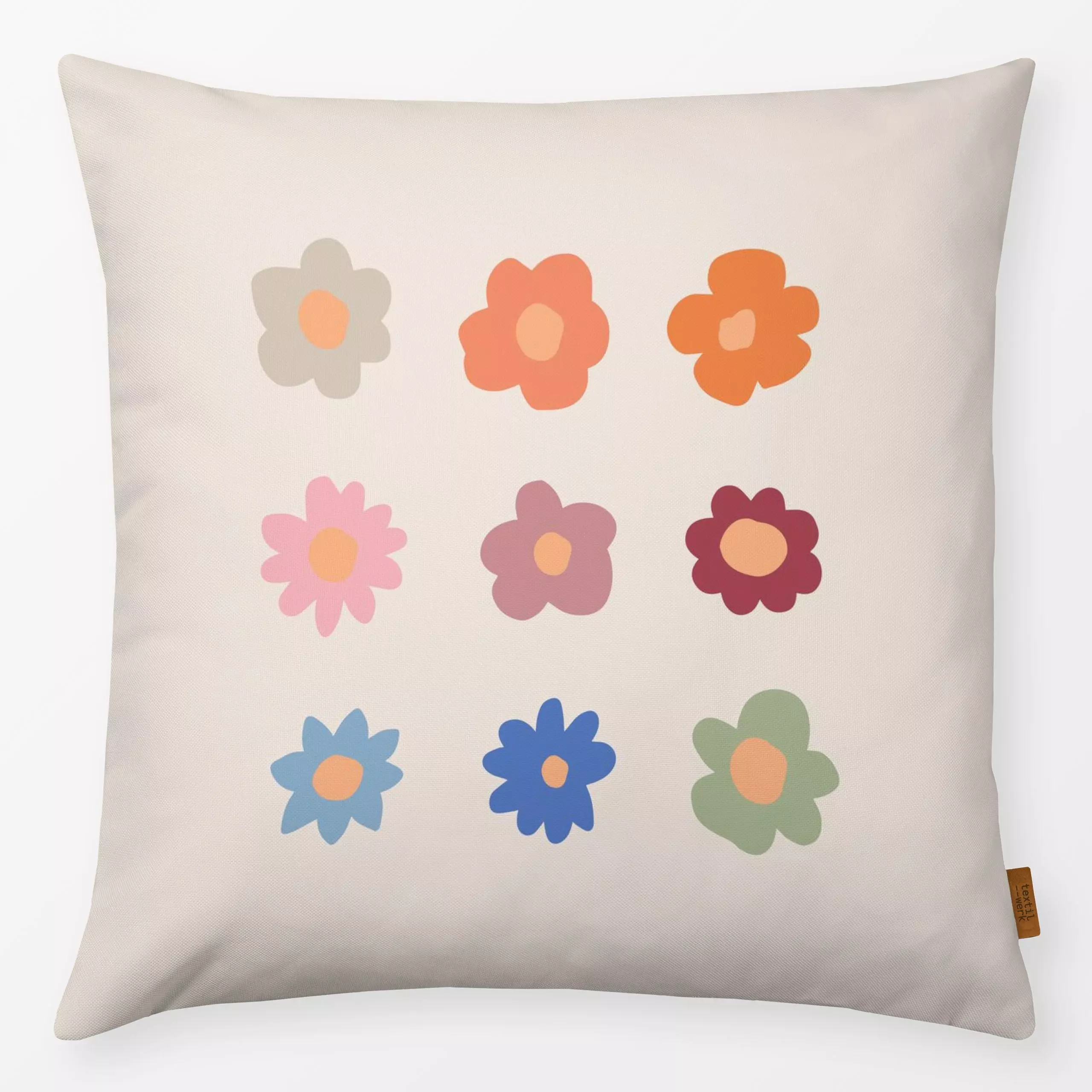 Kissen Regenbogen Blumen - Blumen & Florales, Frühling, Sprüche & Schriftzüge - von „Kruth Design"; Zeichnung, Blumen, Garte...