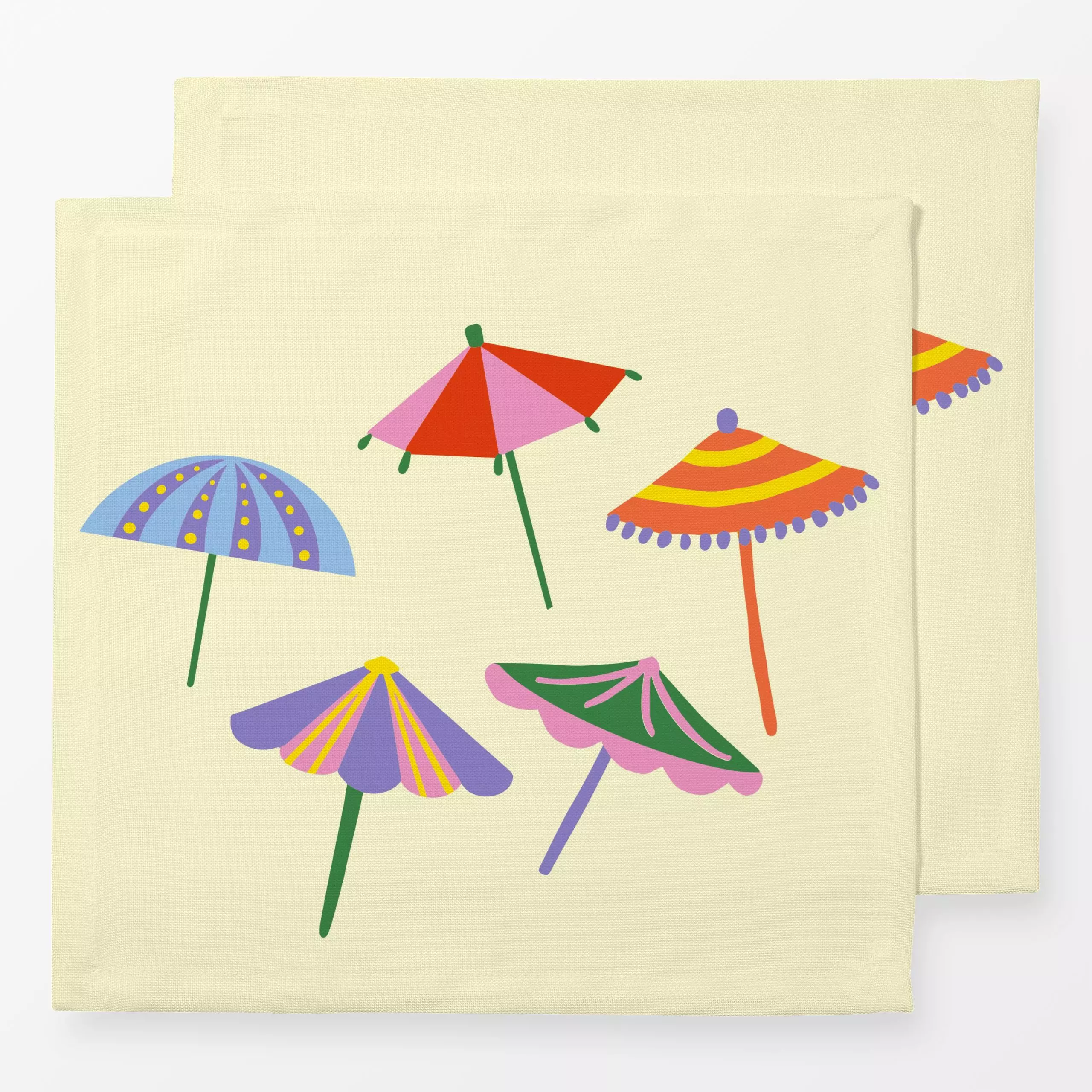 Servietten Sonnenschirm 3 - Sommer - von „textilwerk"; Illustration, skandinavisch, Sommer, Urlaub, bunt, minimalistisch, sc...