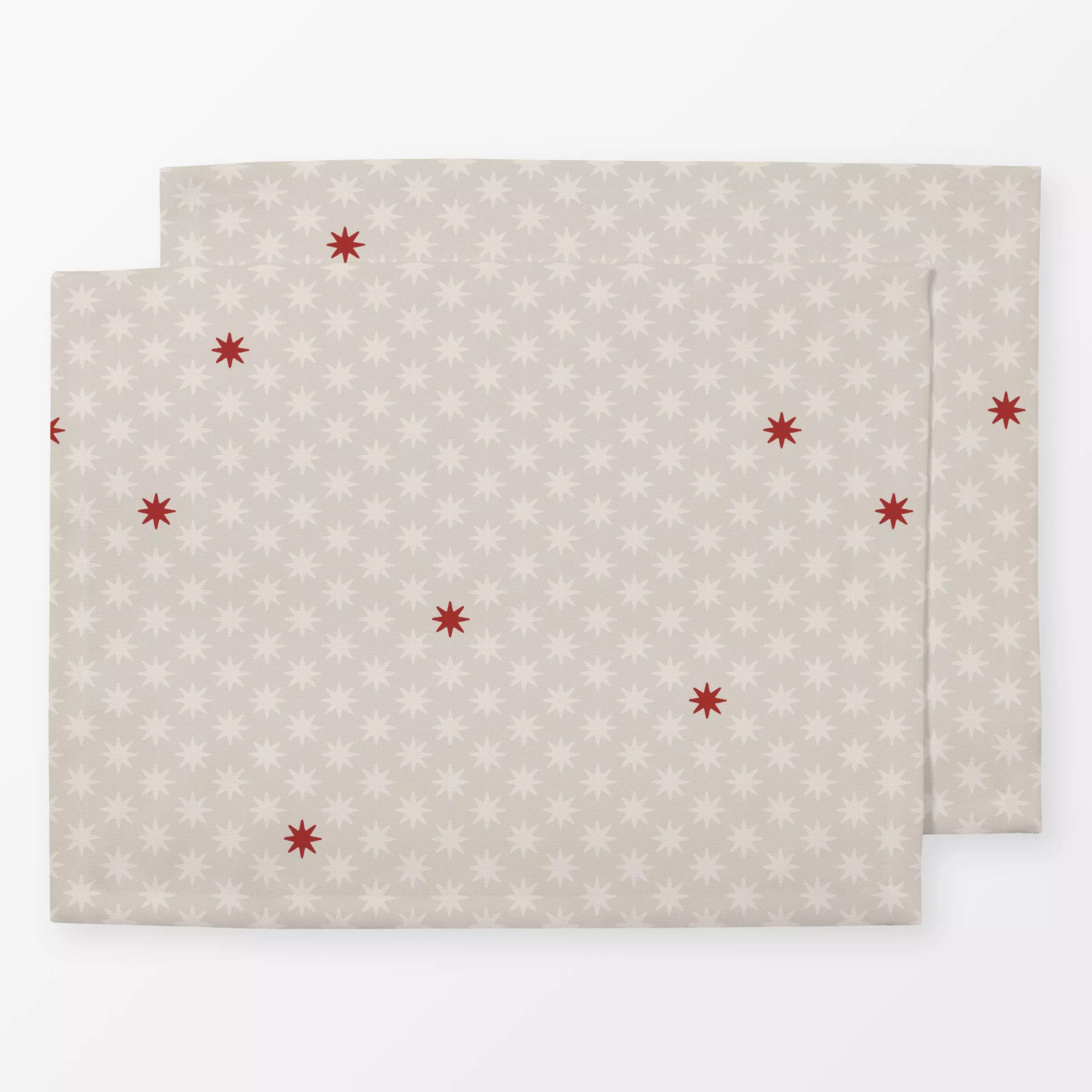 Tischset Sterne Beige rot - Weihnachten, Anlässe - von „Studio Kesse"; Muster, Sterne, Weihnachten, Scandi, Nordic, Weihnach...