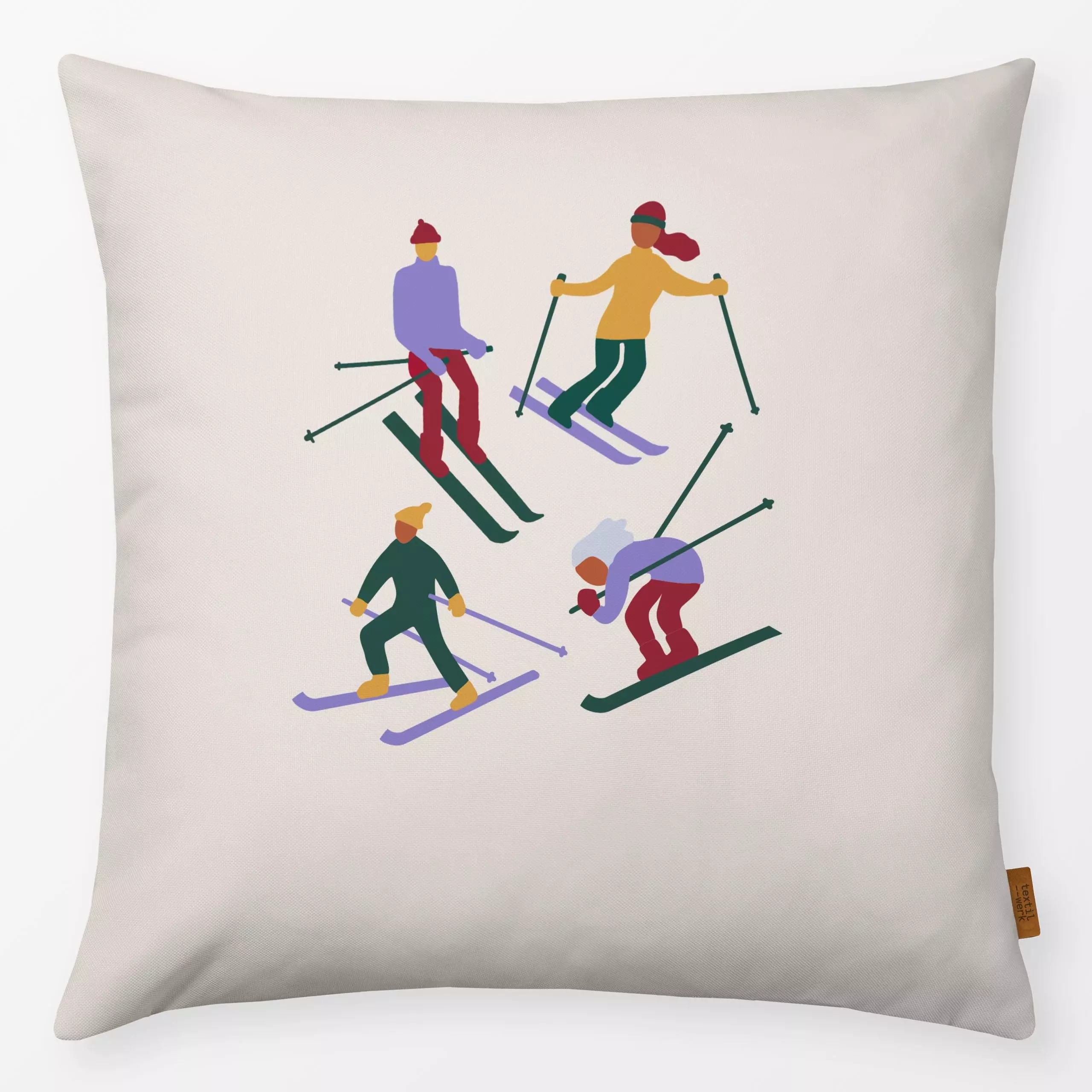 Kissen Beige - Sport, Anlässe - von „textilwerk"; Ski, Weihnachten, Geschenk, geschenkidee, weihnachtsgeschenk, textilwerk, ...