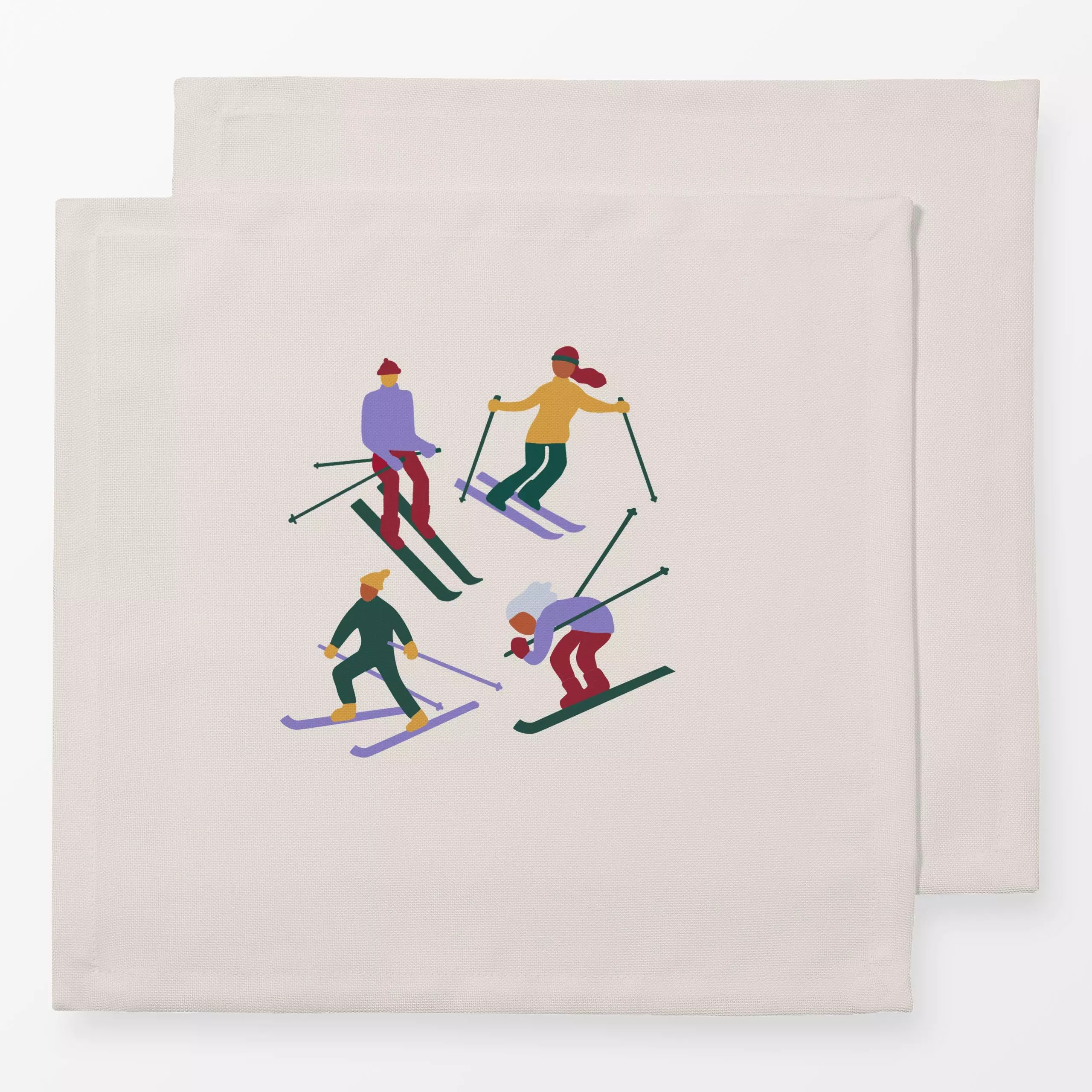 Servietten Beige - Sport, Anlässe - von „textilwerk"; Ski, Weihnachten, Geschenk, geschenkidee, weihnachtsgeschenk, textilwe...