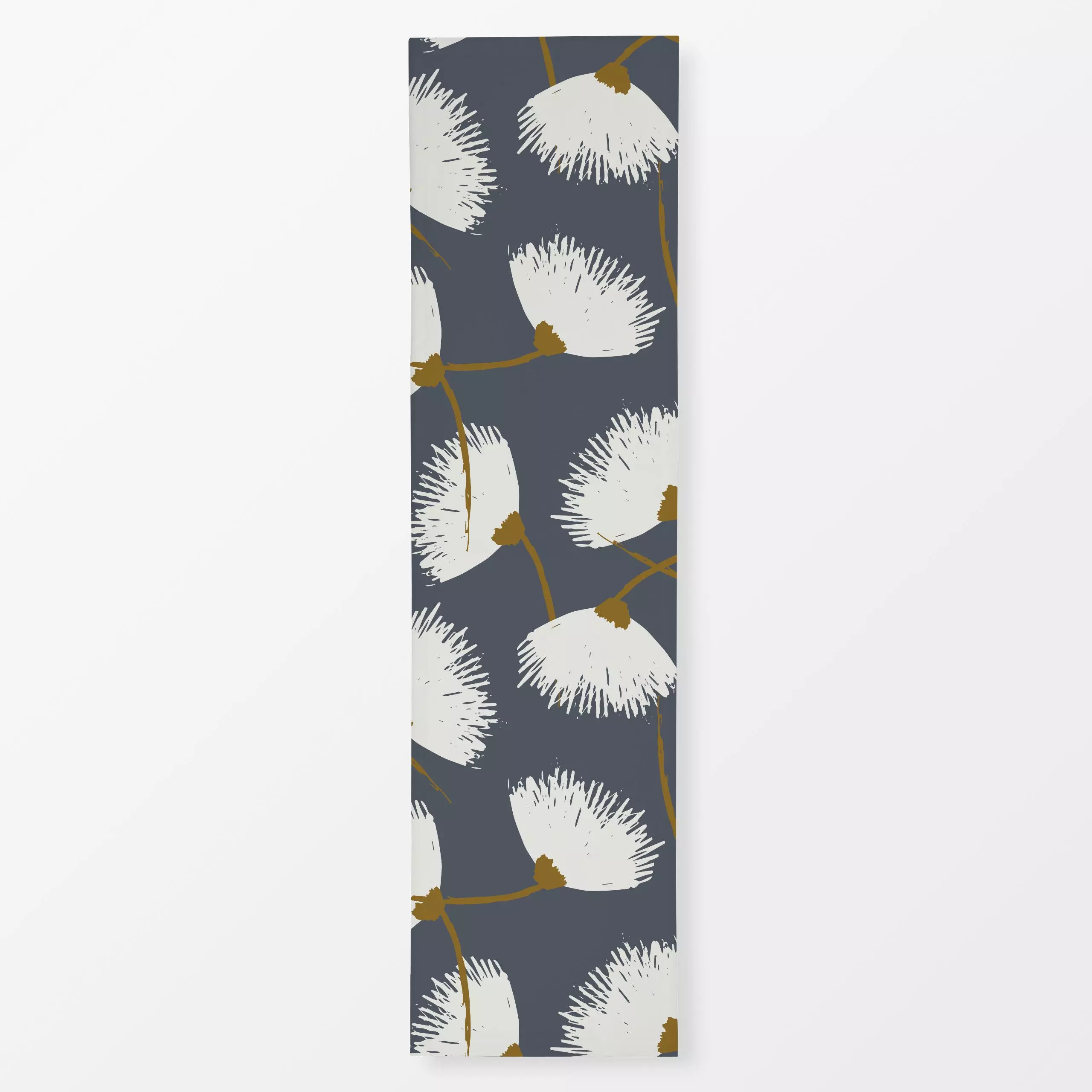 Tischläufer Cotton Wool Dark Blue - Blumen & Florales, Herbst - von „Sara Maria"; Baumwollpflanze, skandinavisch, Kissen, Bl...