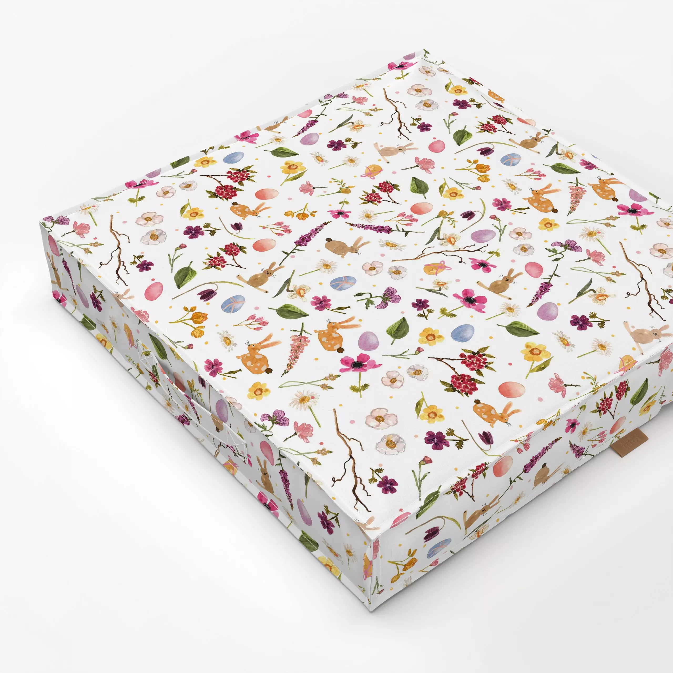 Bodenkissen Easter Fun Flowers and Bunnies - Blumen & Florales, Frühling, Ostern - von „Lena Yokota"; Muster, Aquarell, Natu...