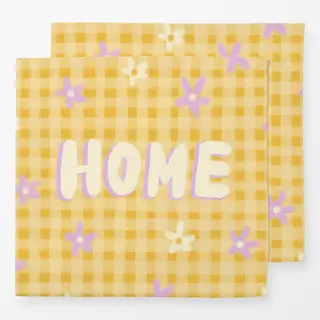 Servietten Home Karomuster Blumen